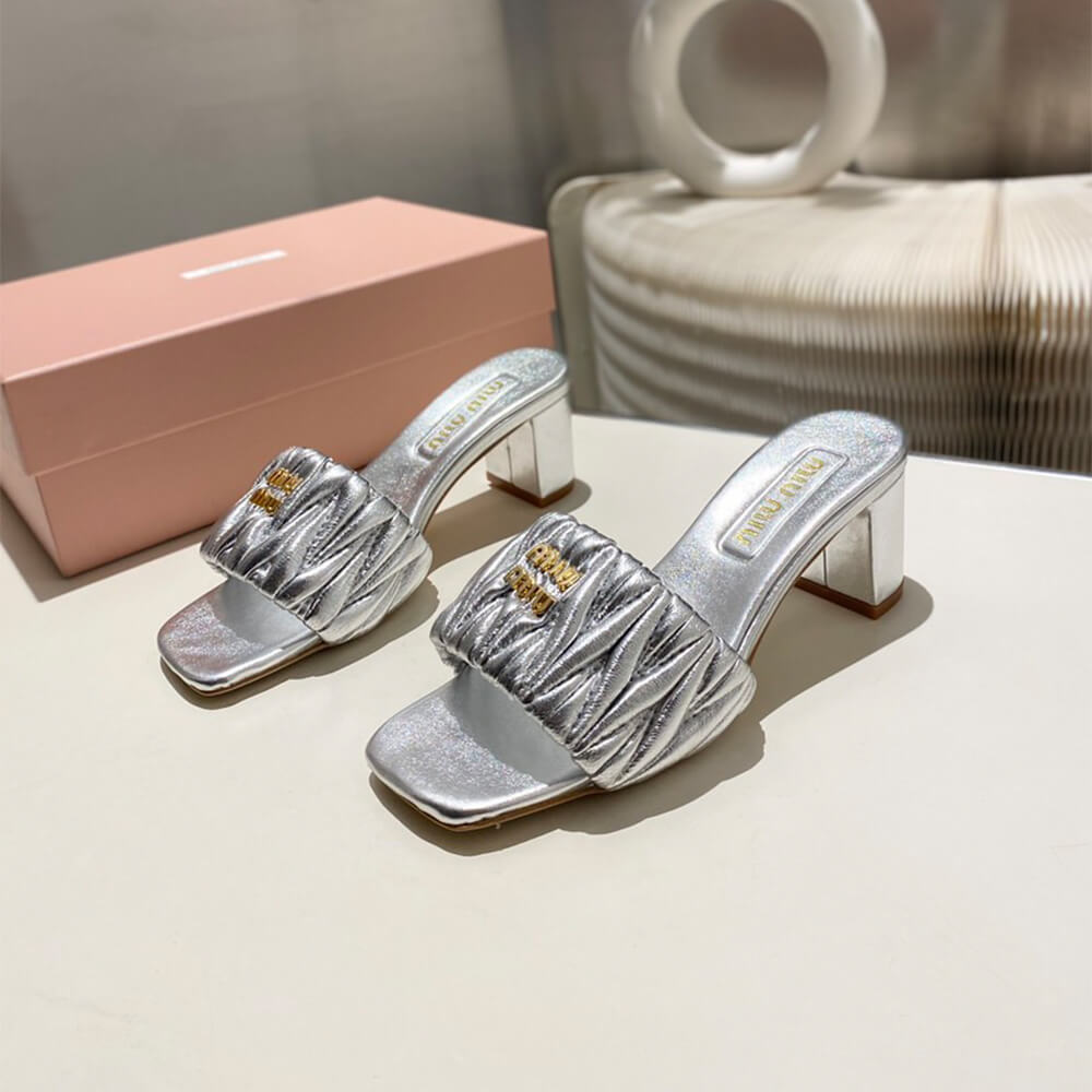 MiuMiu Matelass?? nappa leather slides - Top Club