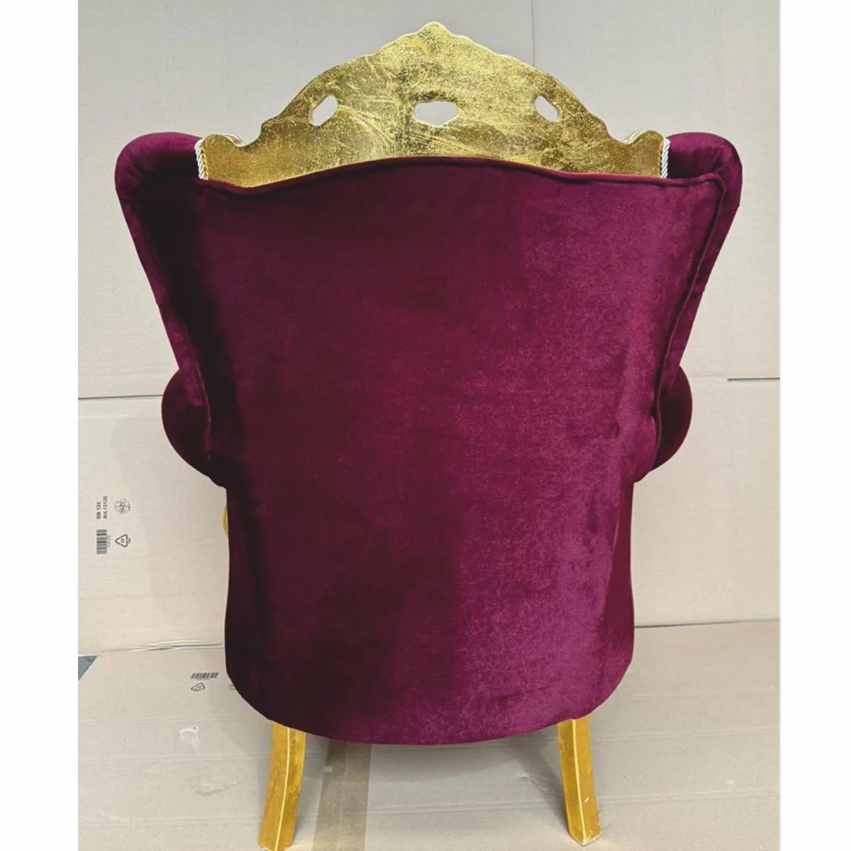 Luxury baroque armchair with glittering stones burgundy red / gold - baroque style furniture