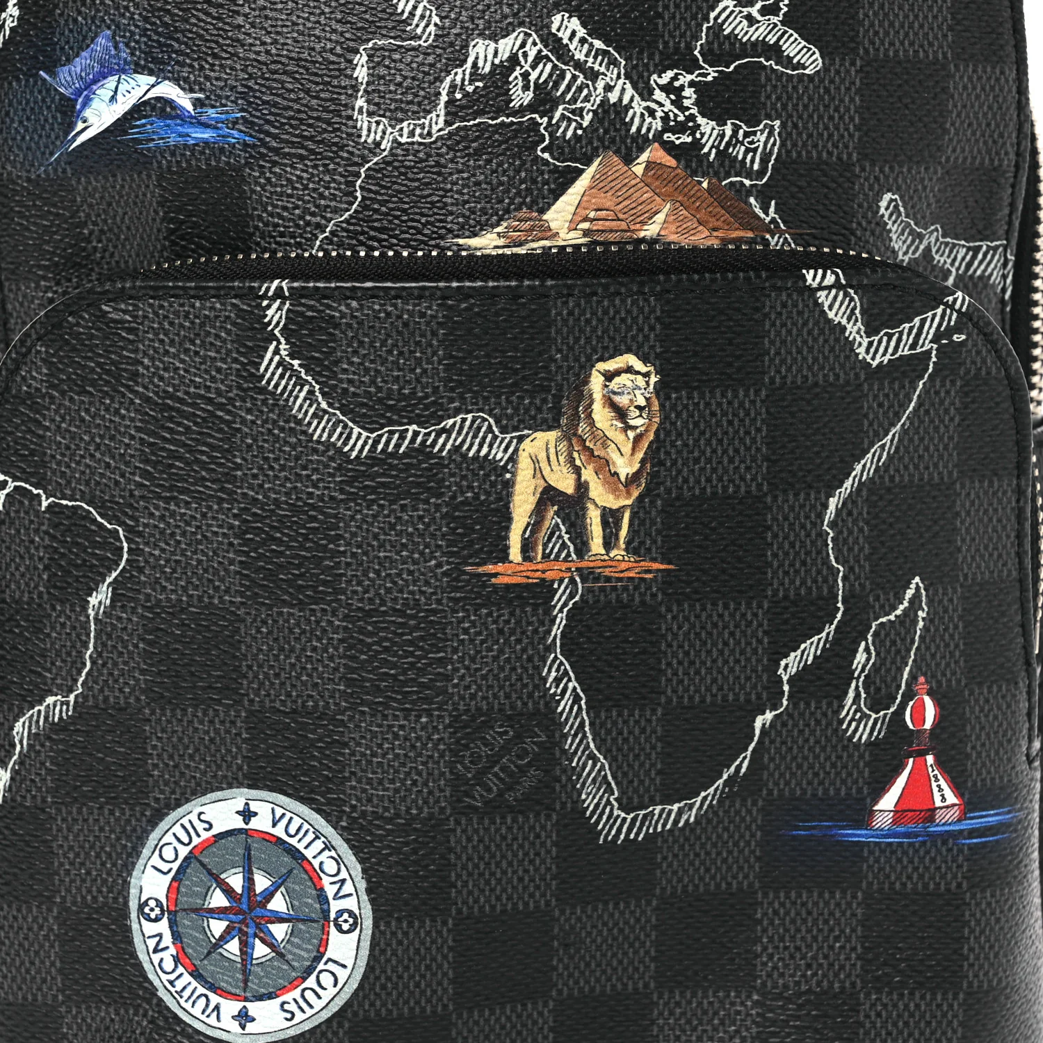 Damier Graphite World Map Avenue Sling Backpack - Top Club