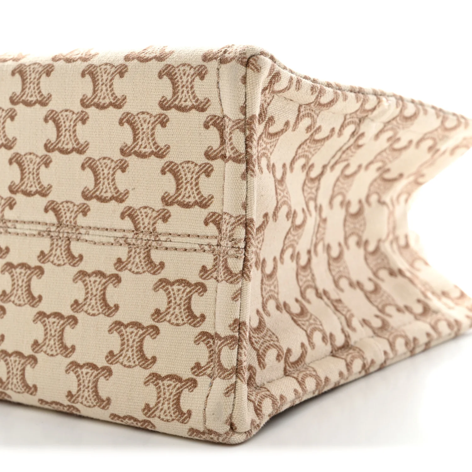 Canvas Calfskin Triomphe Print Small Cabas Thais White - Top Club
