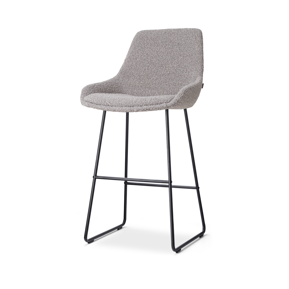Barkruk Nino-Isa bouclé taupe - zwart onderstel - 75 cm