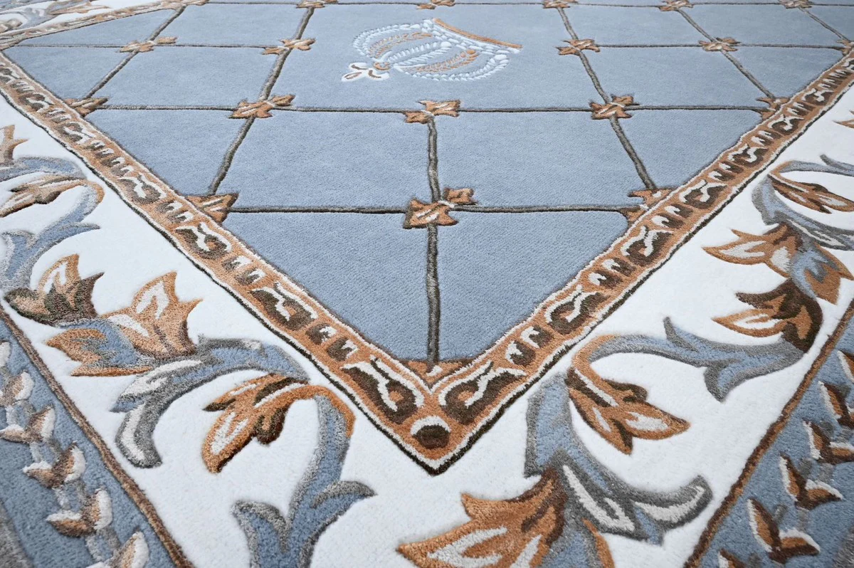 Pompöös by Luxury Baroque Carpet Crown by Harald Glööckler Blue 200 x 300 cm