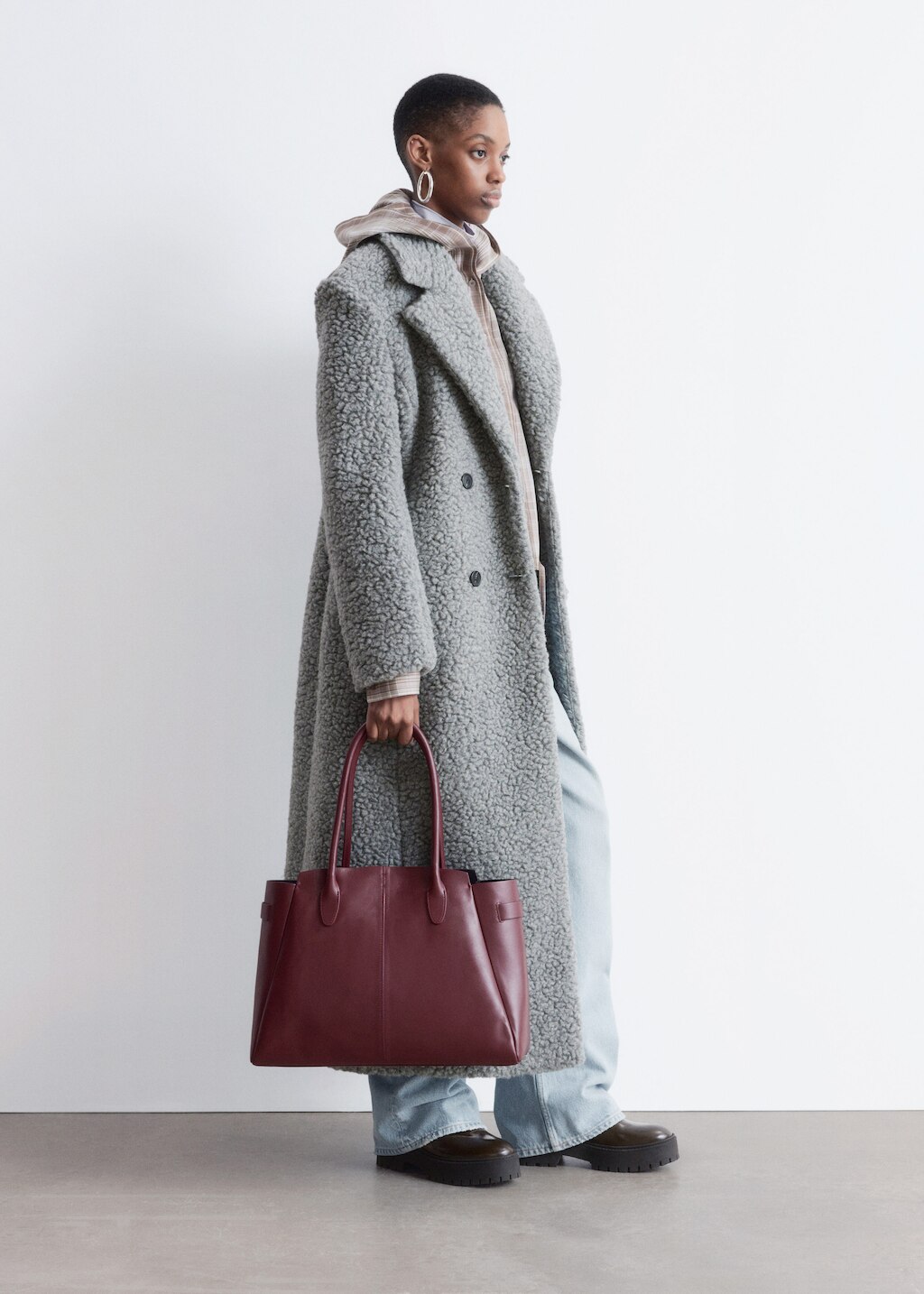 & Other Stories WOOL SHEARLING MAXI COAT
