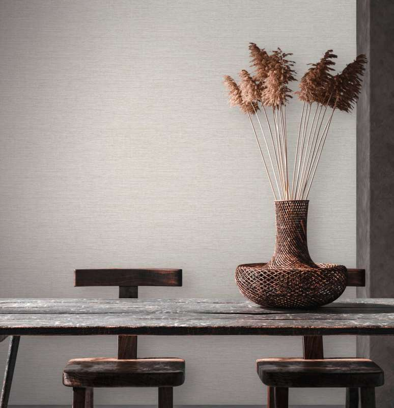 Vliesbehang gemêleerd met textielreliëfpatroon – beige, bruin, grijs #1