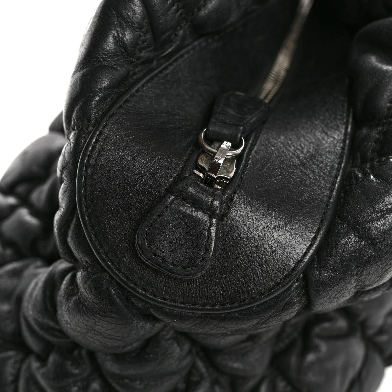Calfskin Bubble Quilt Bowler Black - Top Club