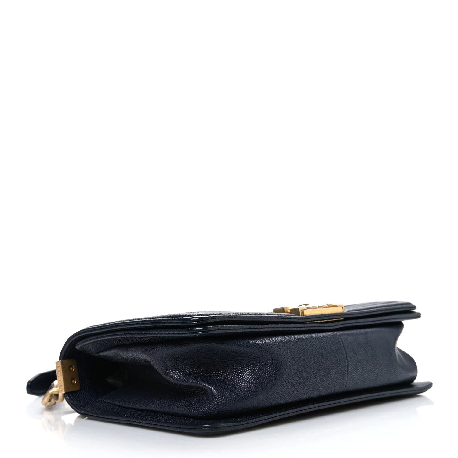 Metallic Caviar Quilted Medium Boy Flap Navy - Top Club