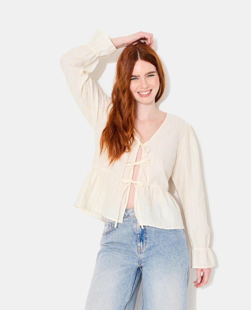 Pimkie Blouse rayée avec volants et nouettes