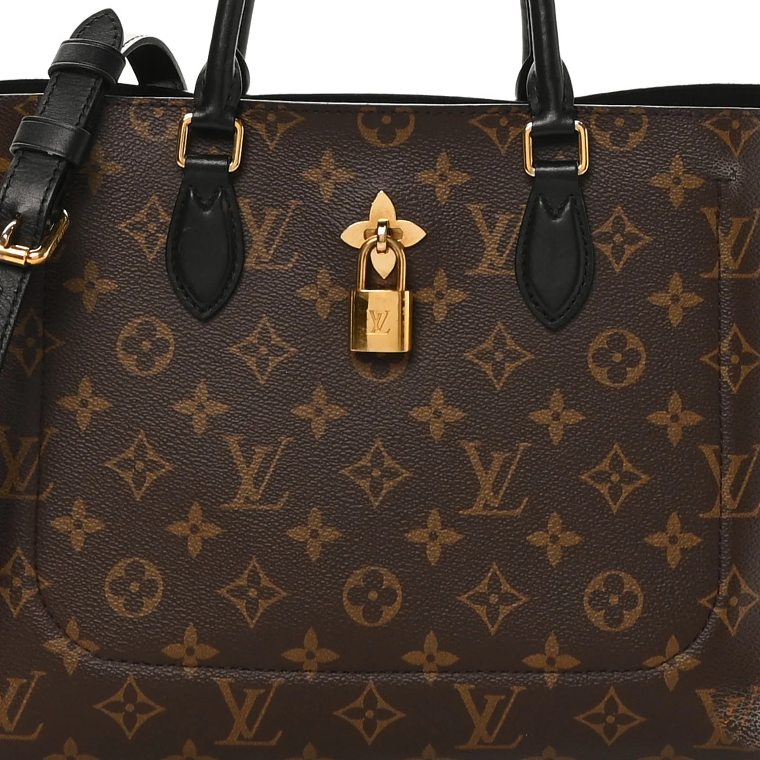 Monogram Flower Tote Black - Top Club