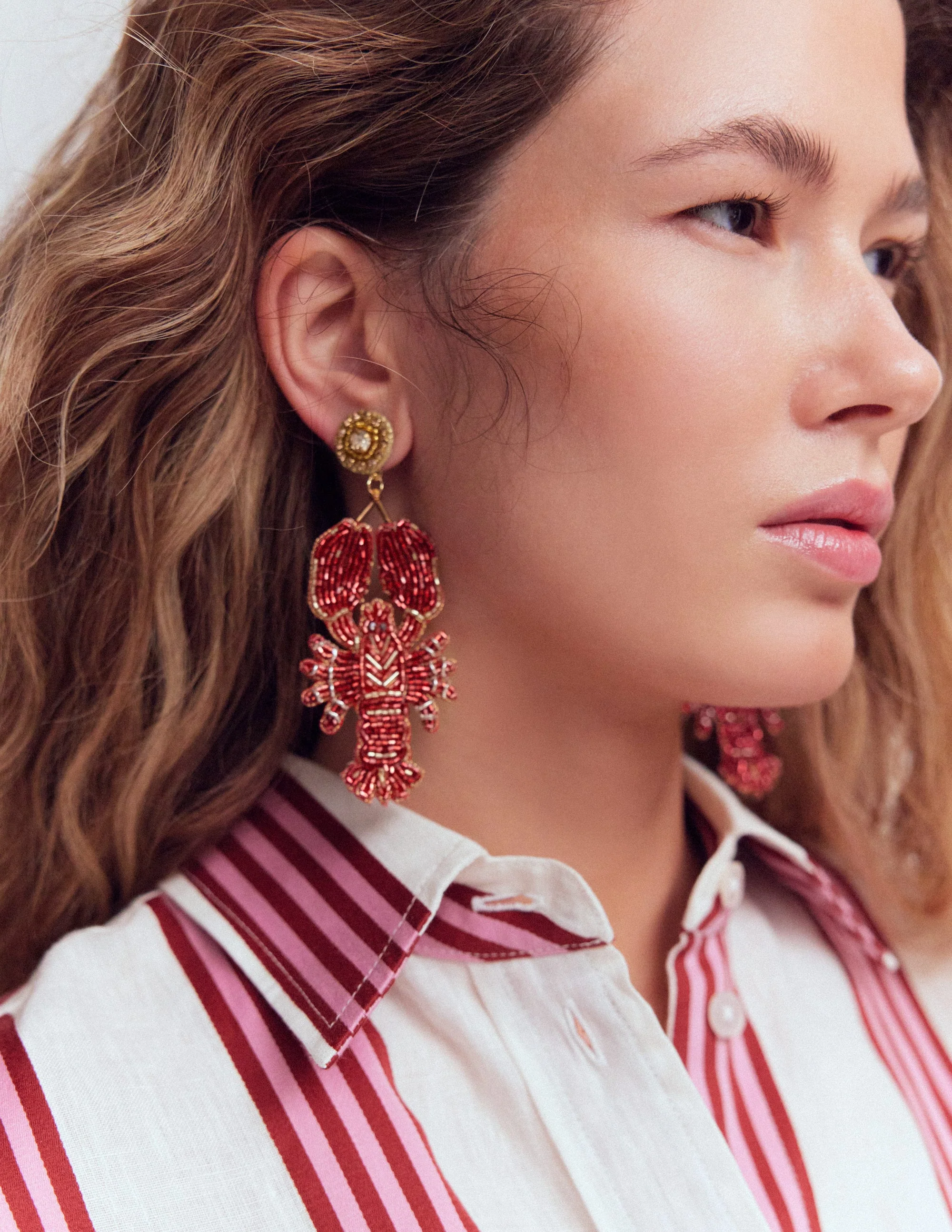 Originelle Perlenohrringe-Hummer