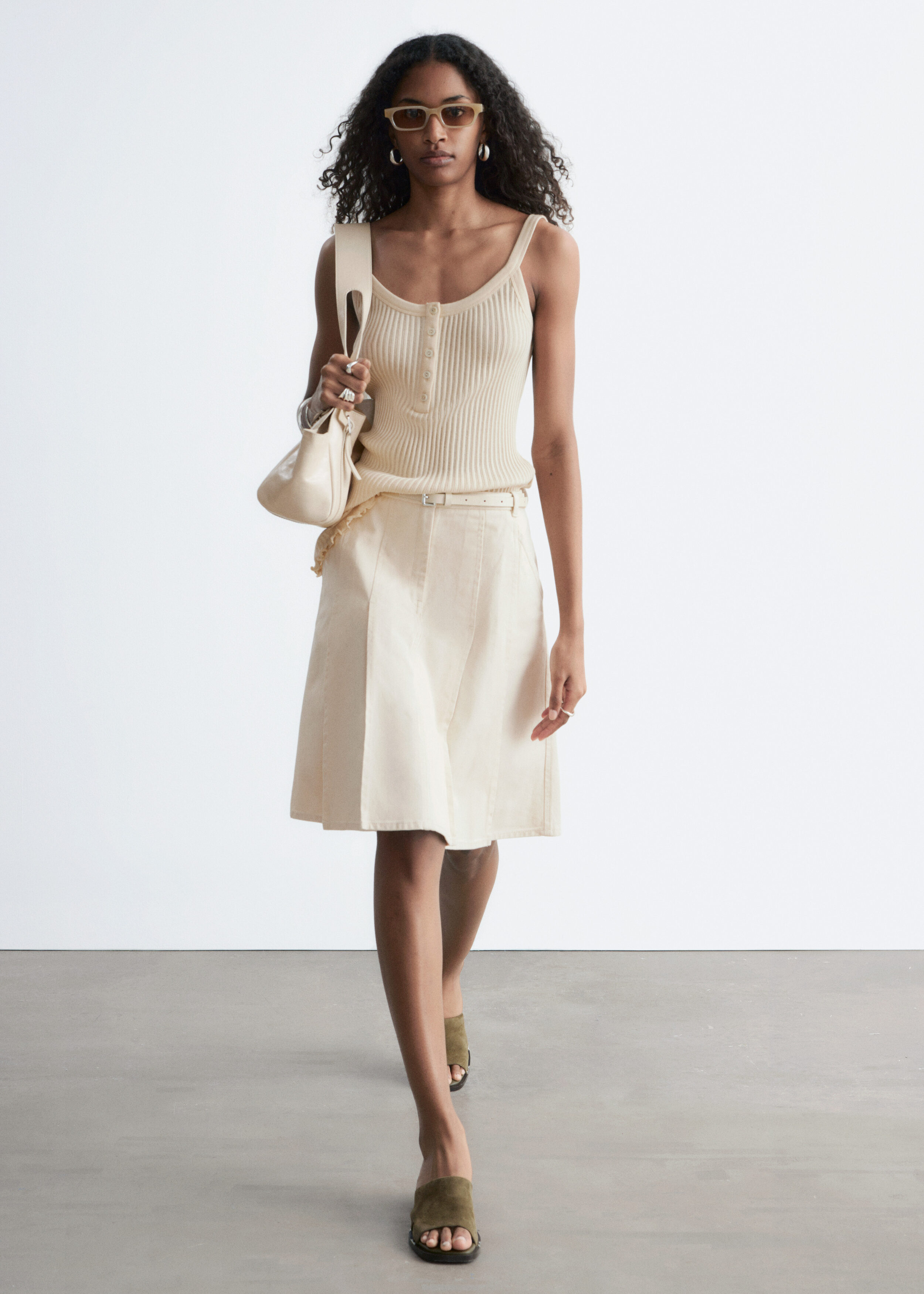 & Other Stories PLEATED COTTON MIDI SKIRT