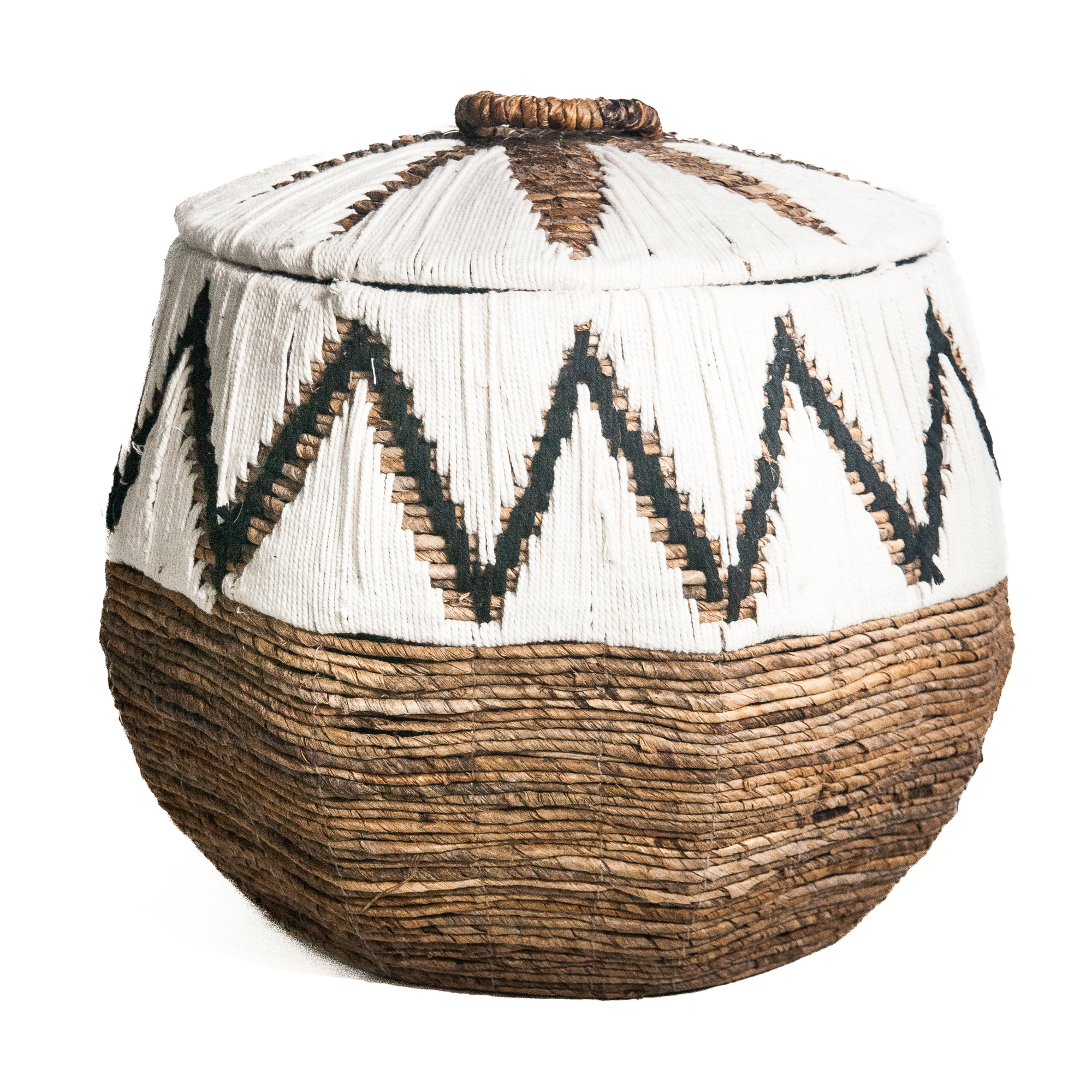 Waterhyacint mand Tali met deksel wit/naturel Large