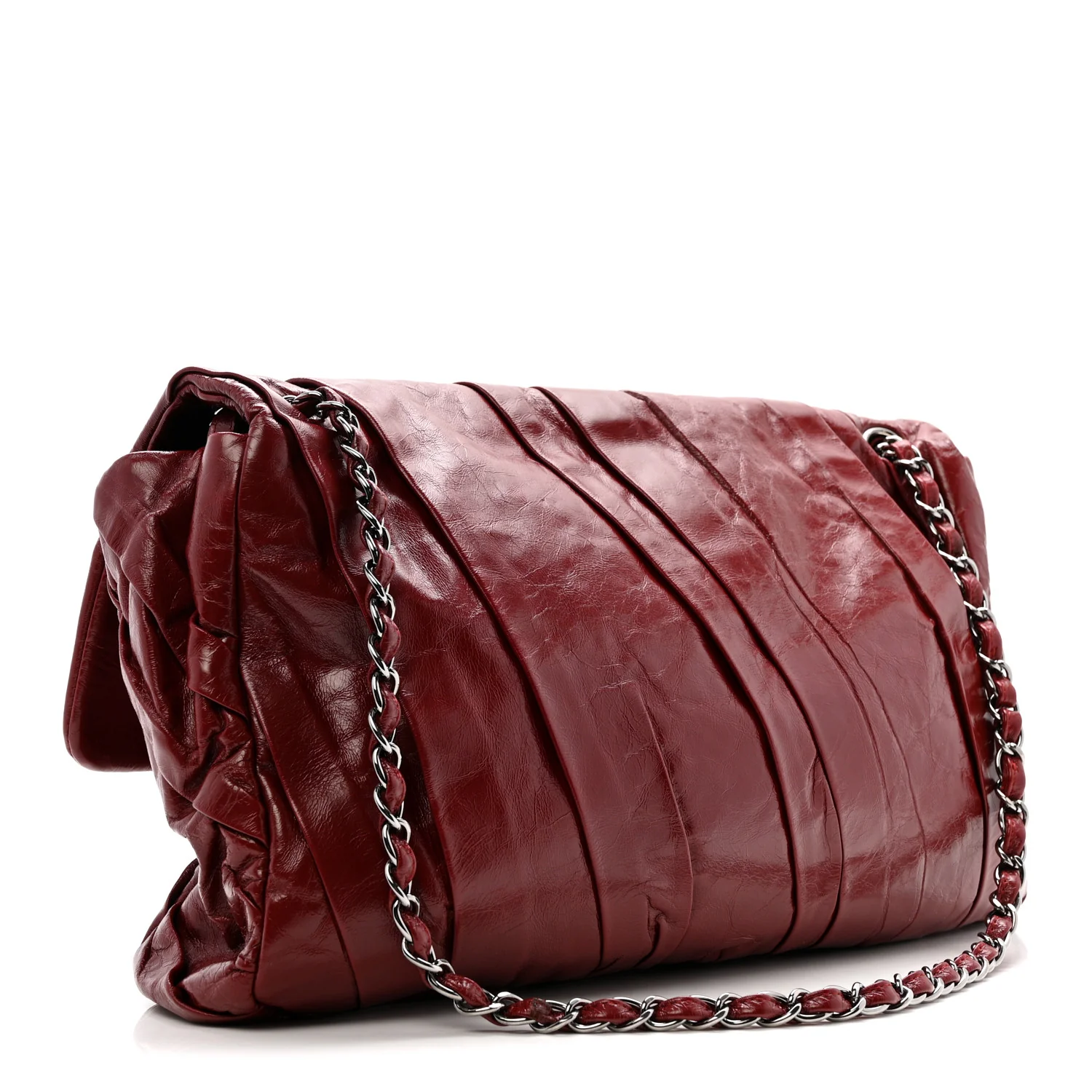 Glazed Calfskin Twisted Maxi Flap Red - Top Club