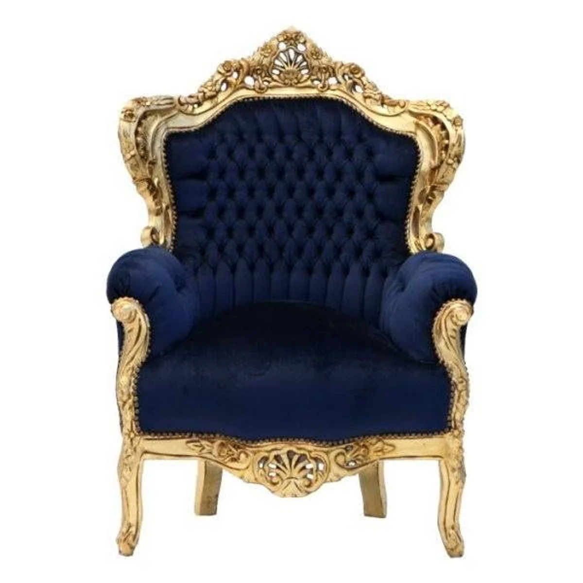 Baroque Armchair King Royal Blue / Gold - Baroque Furniture Furnishing Baroque Furniture Baroque Armchair