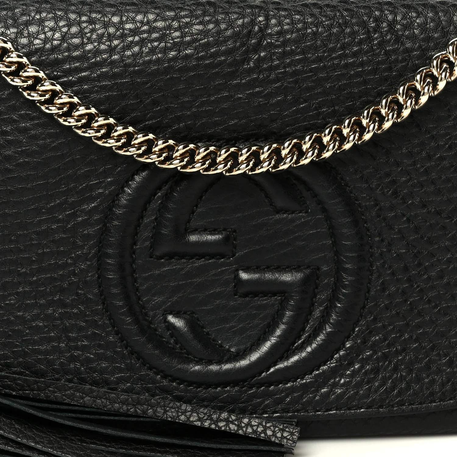 Pebbled Calfskin Medium Soho Flap Crossbody Black - Top Club