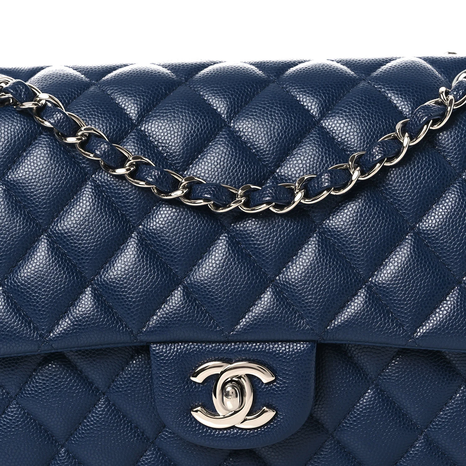 Caviar Quilted Medium Double Flap Navy - Top Club