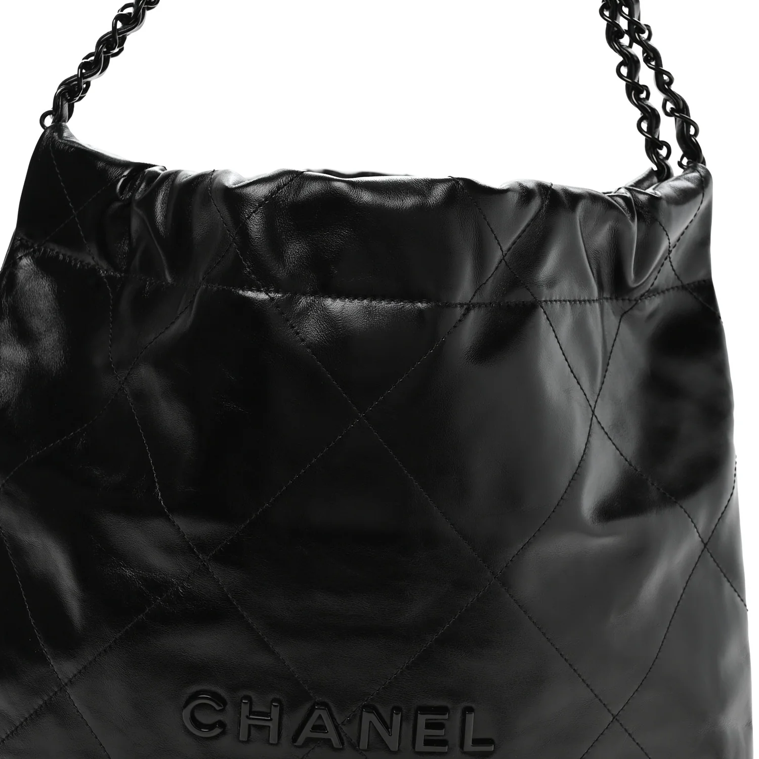 Shiny Calfskin Quilted Small Chanel 22 So Black - Top Club
