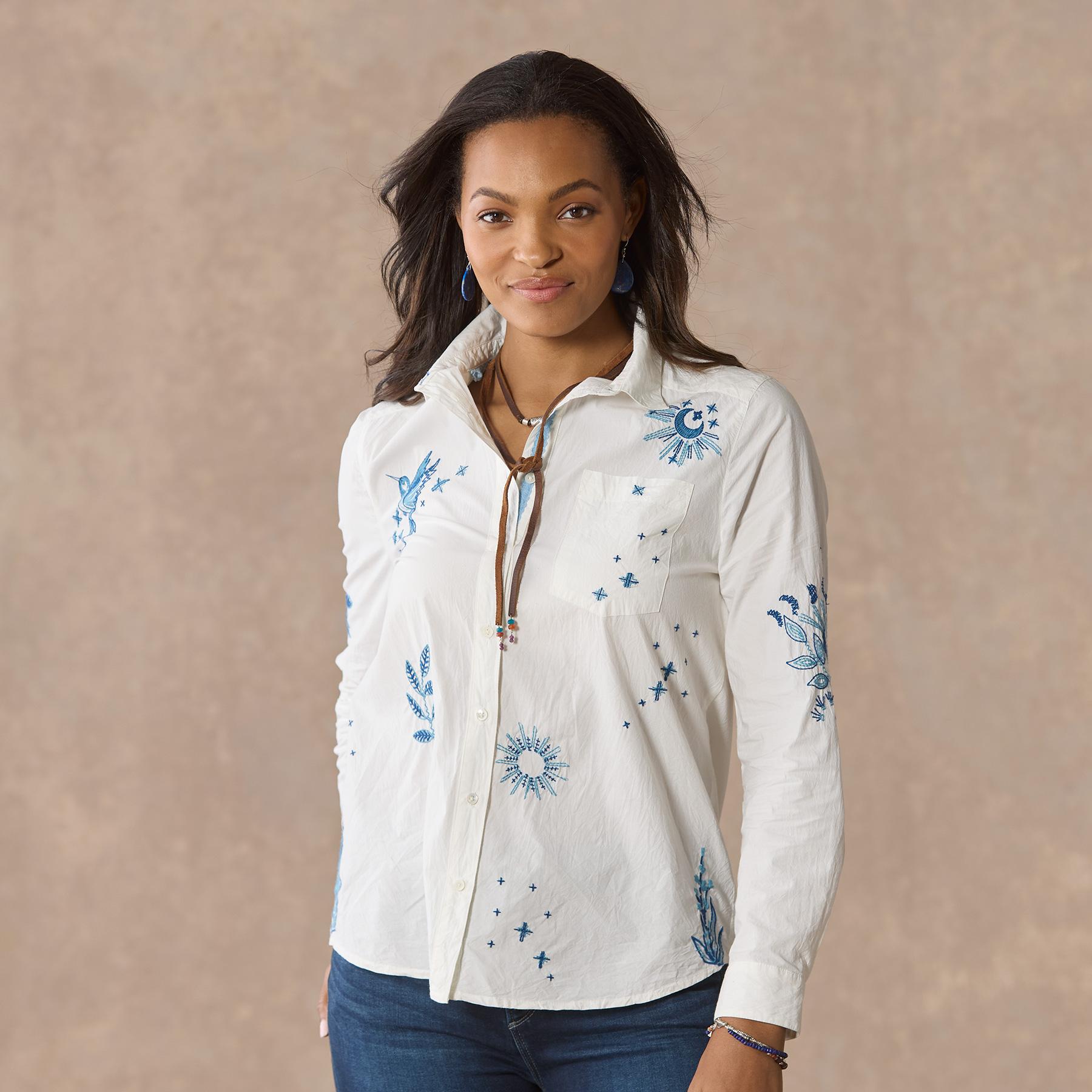 Karina Embroidered Shirt, Petite - Sundance Living