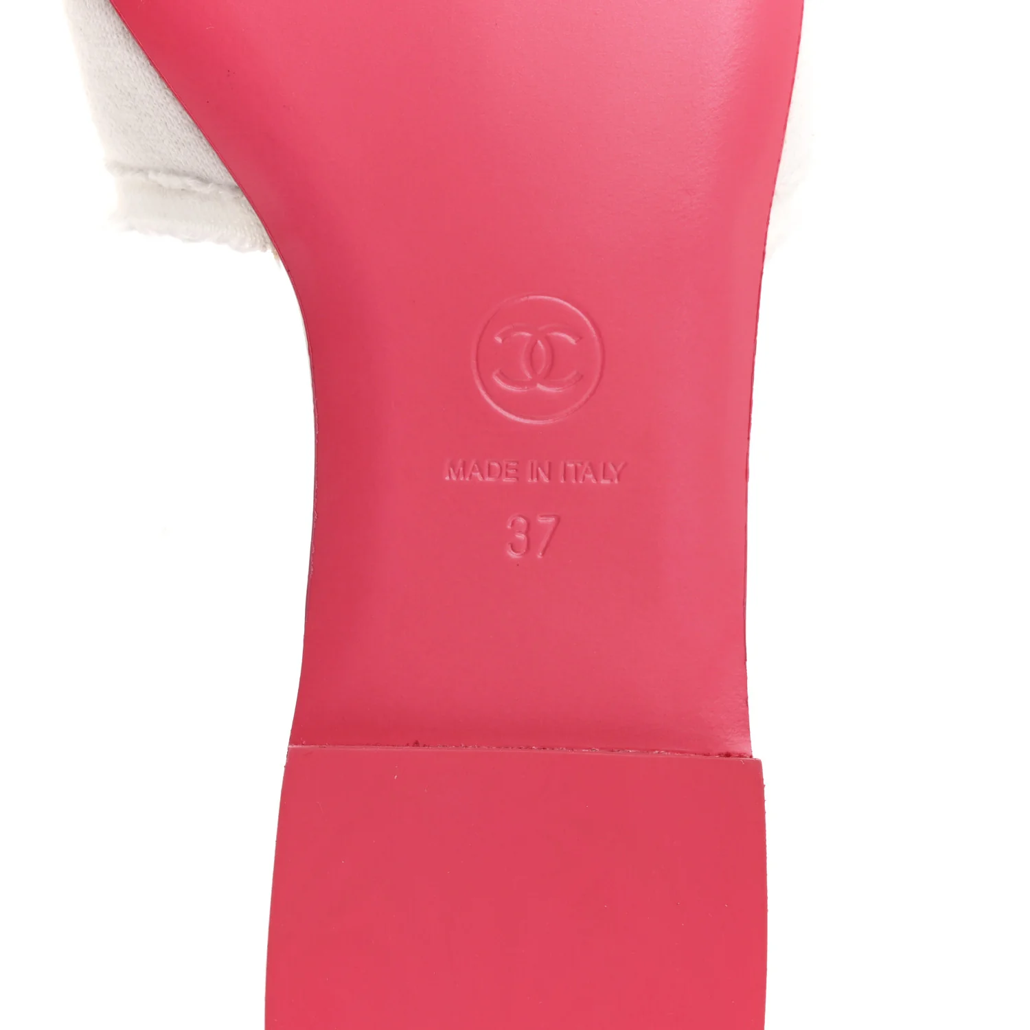 Jersey Knit CC Mules 37 White Fuchsia - Top Club