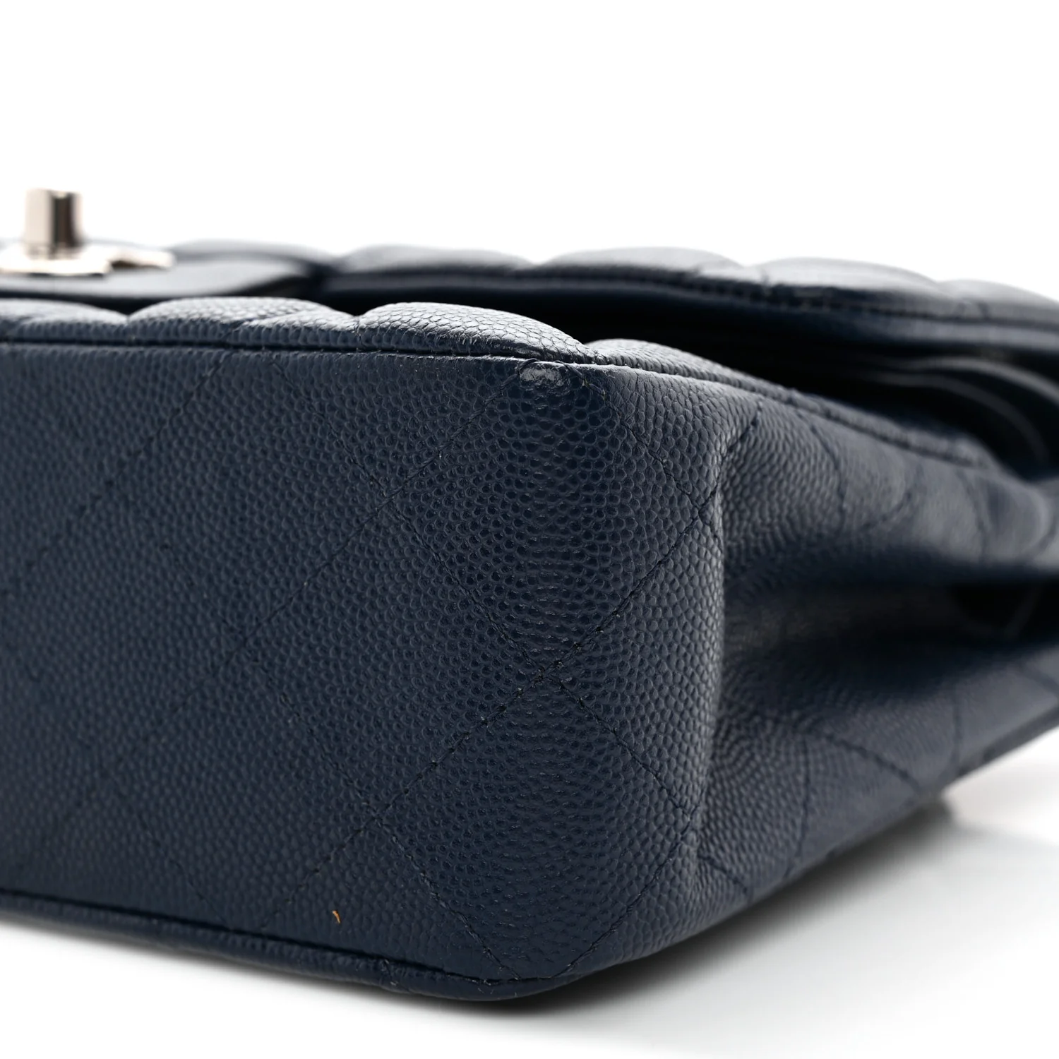 Caviar Quilted Small Double Flap Blue - Top Club