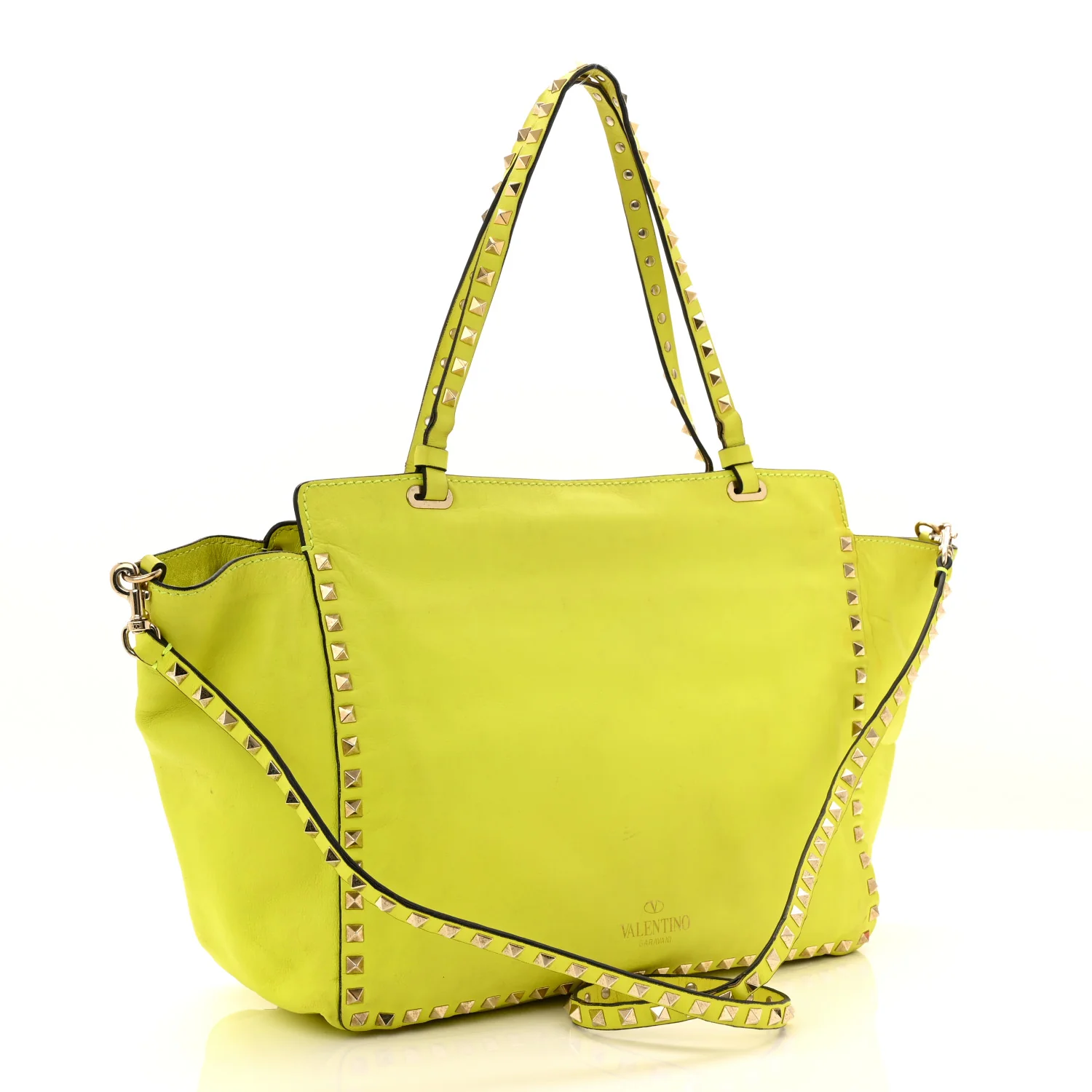 Vitello Medium Rockstud Tote Yellow Fluo - Top Club