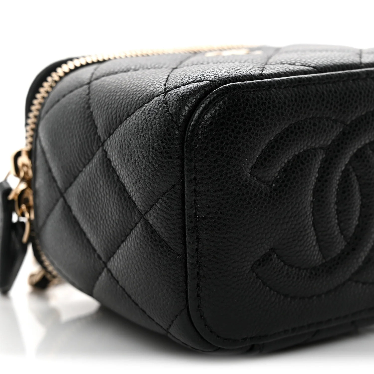 Caviar Quilted Mini Vanity Case With Chain Black - Top Club
