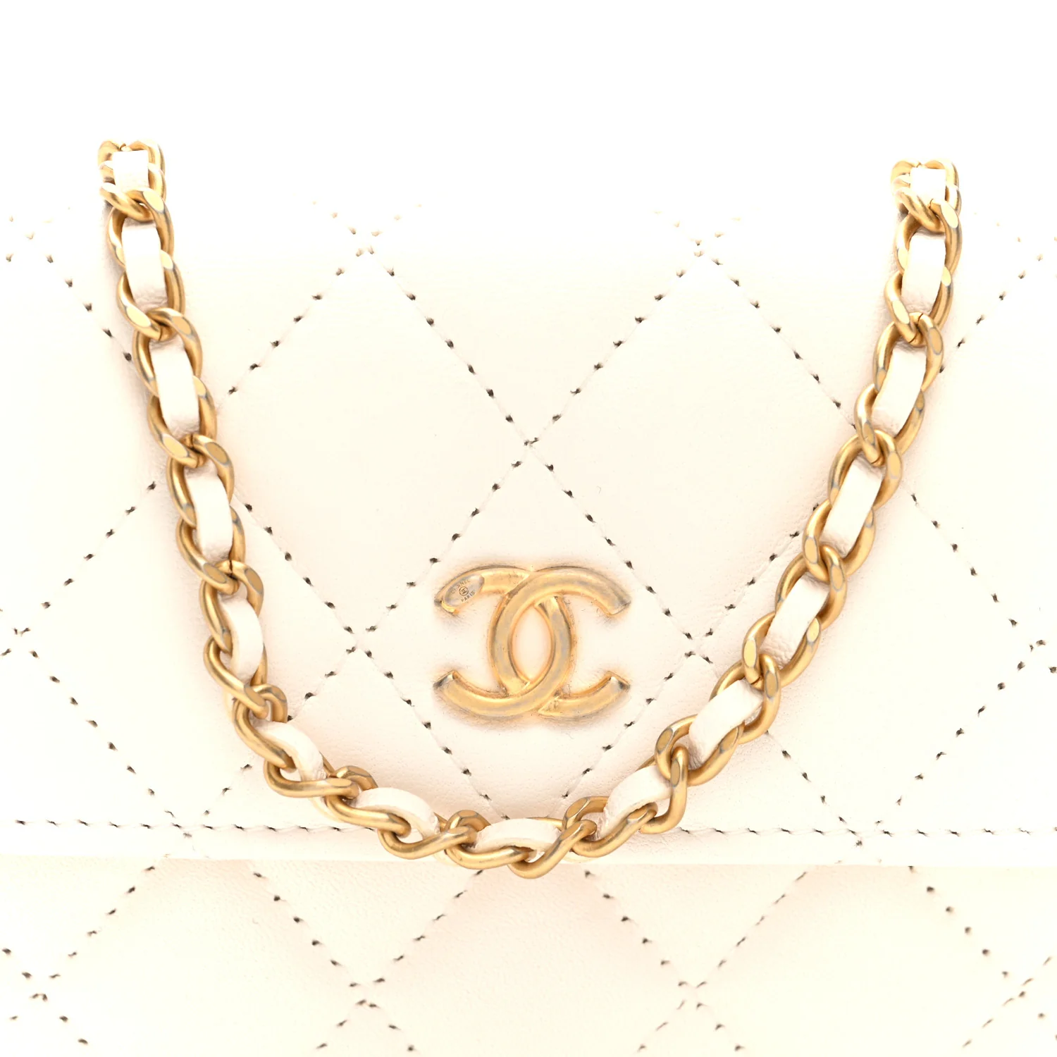 Lambskin Quilted Pearl Crush Clutch With Chain White - Top Club