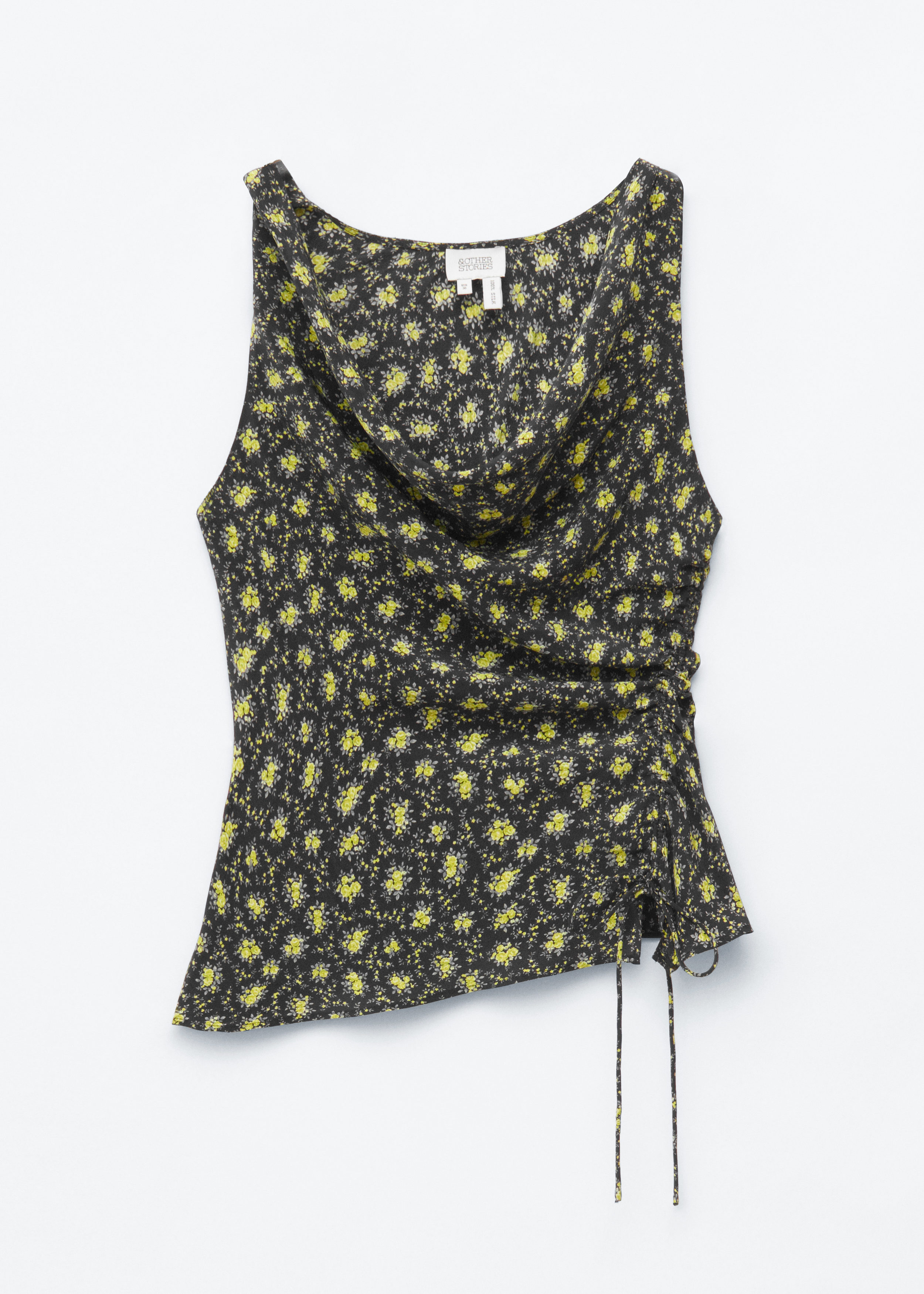 & Other Stories PRINTED DRAWSTRING SILK TOP