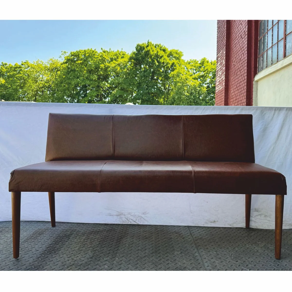Luxury leather bench brown 160 cm - leather furniture