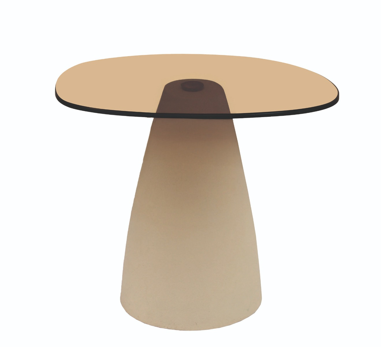 Bijzettafel Milan rookglas 50 cm beige