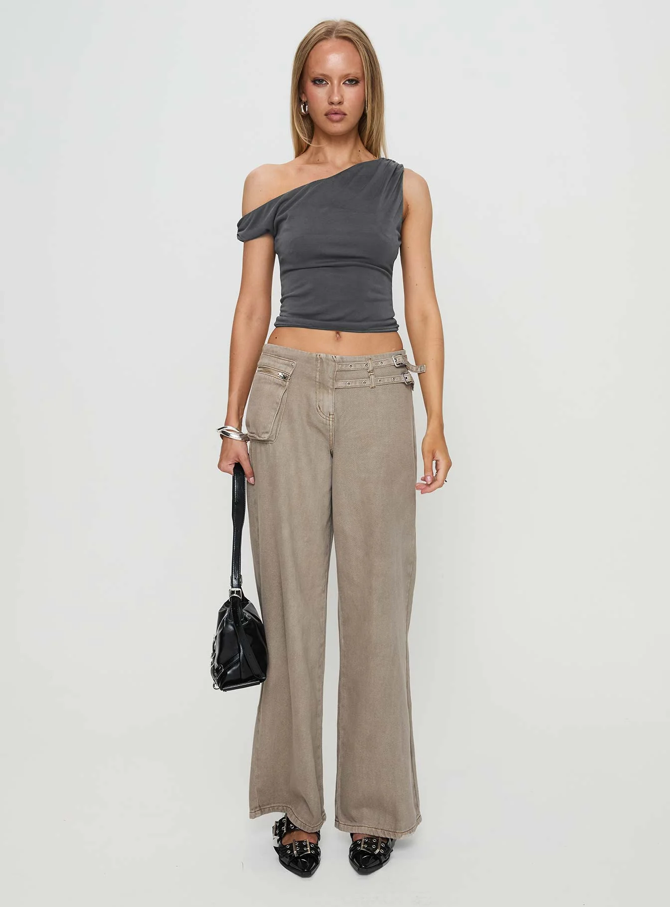 Danette One Shoulder Top Slate