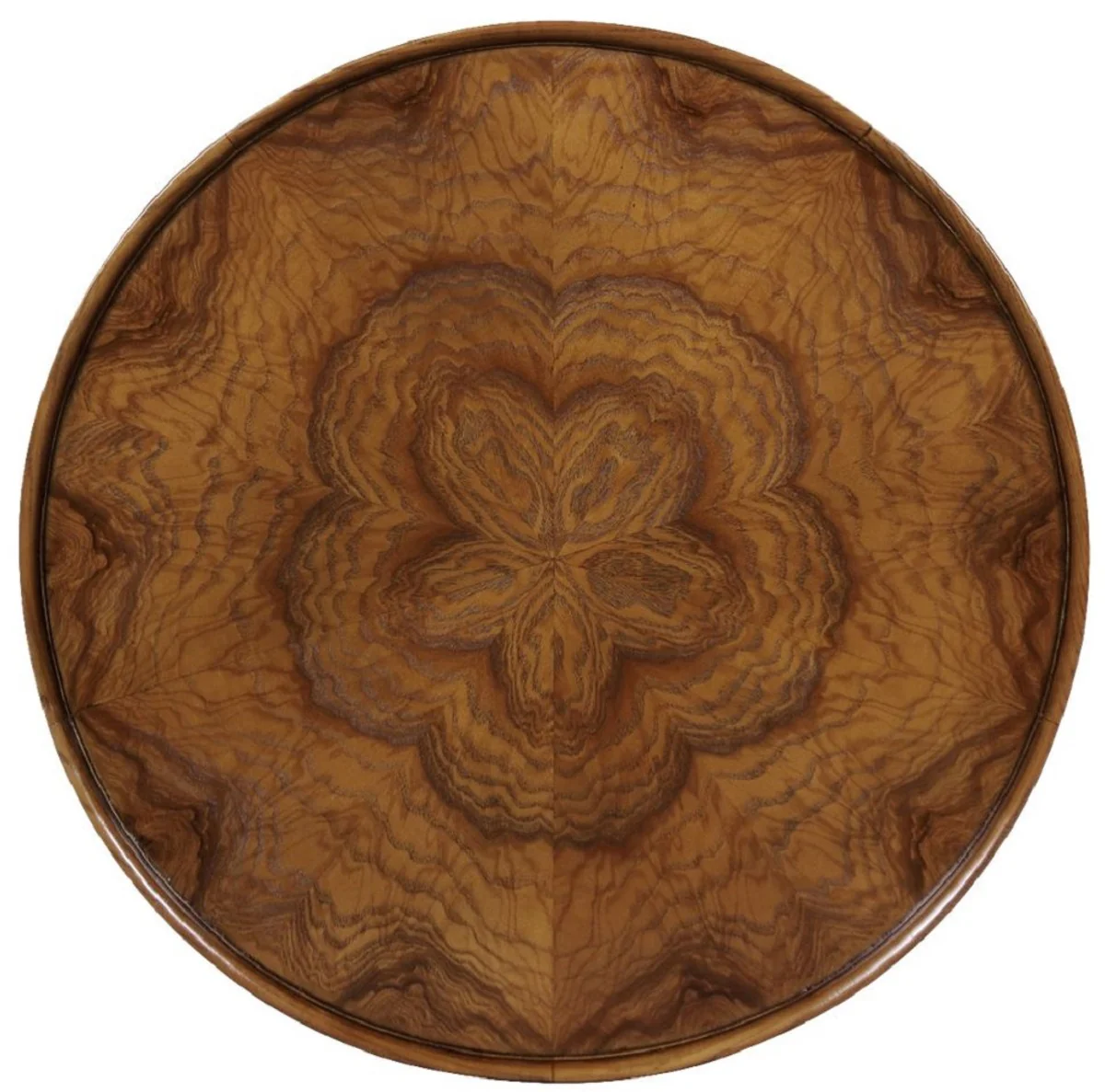 Luxury baroque side table brown Ø 61 x H. 51 cm - round solid wood table - living room furniture in baroque style