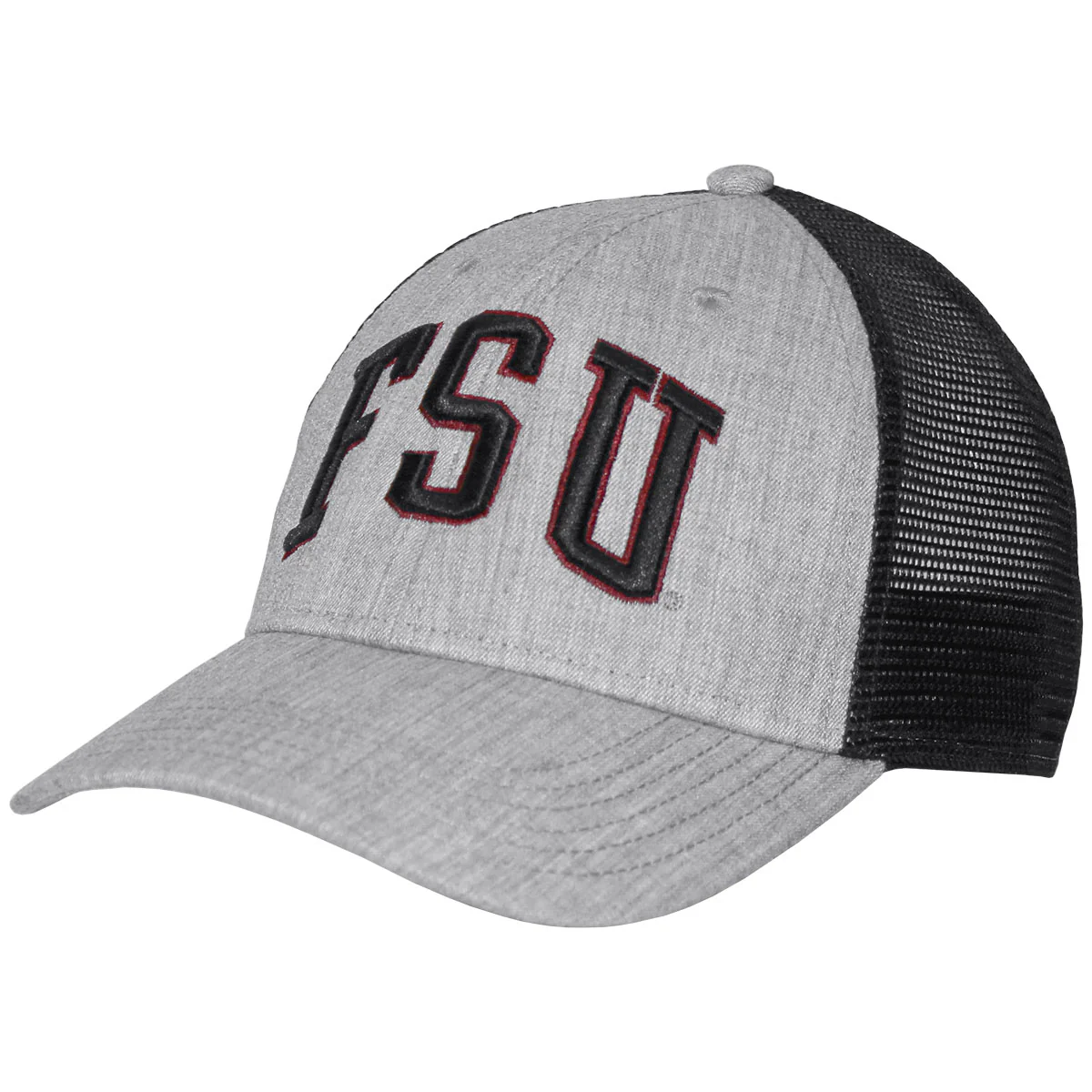 Legacy FSU Two-Tone Logo Adjustable Snapback Trucker Cap - Heather Grey/Black - MoB Apparel