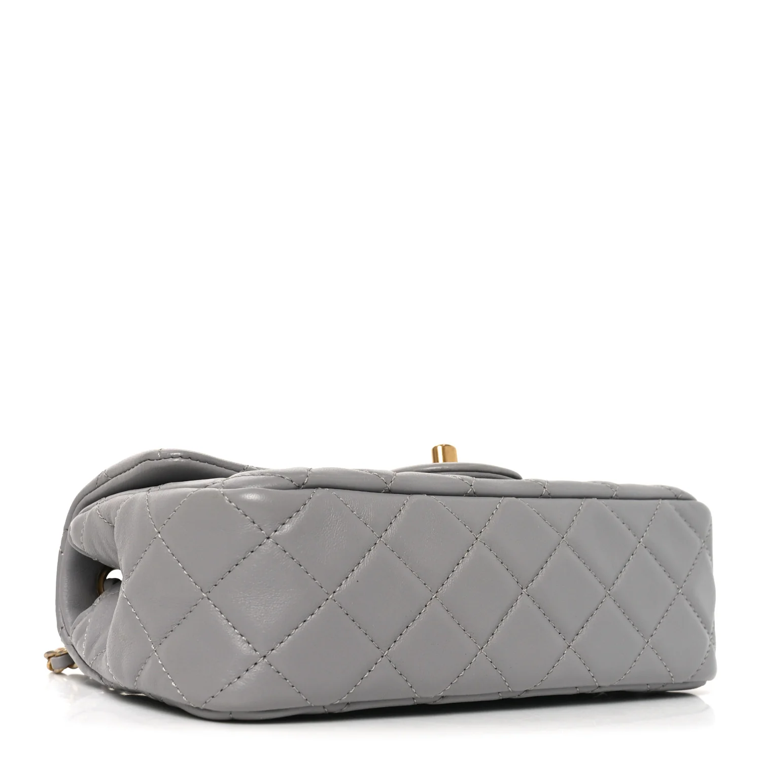 Lambskin Quilted Mini Rectangular Pearl Crush Flap Grey - Top Club