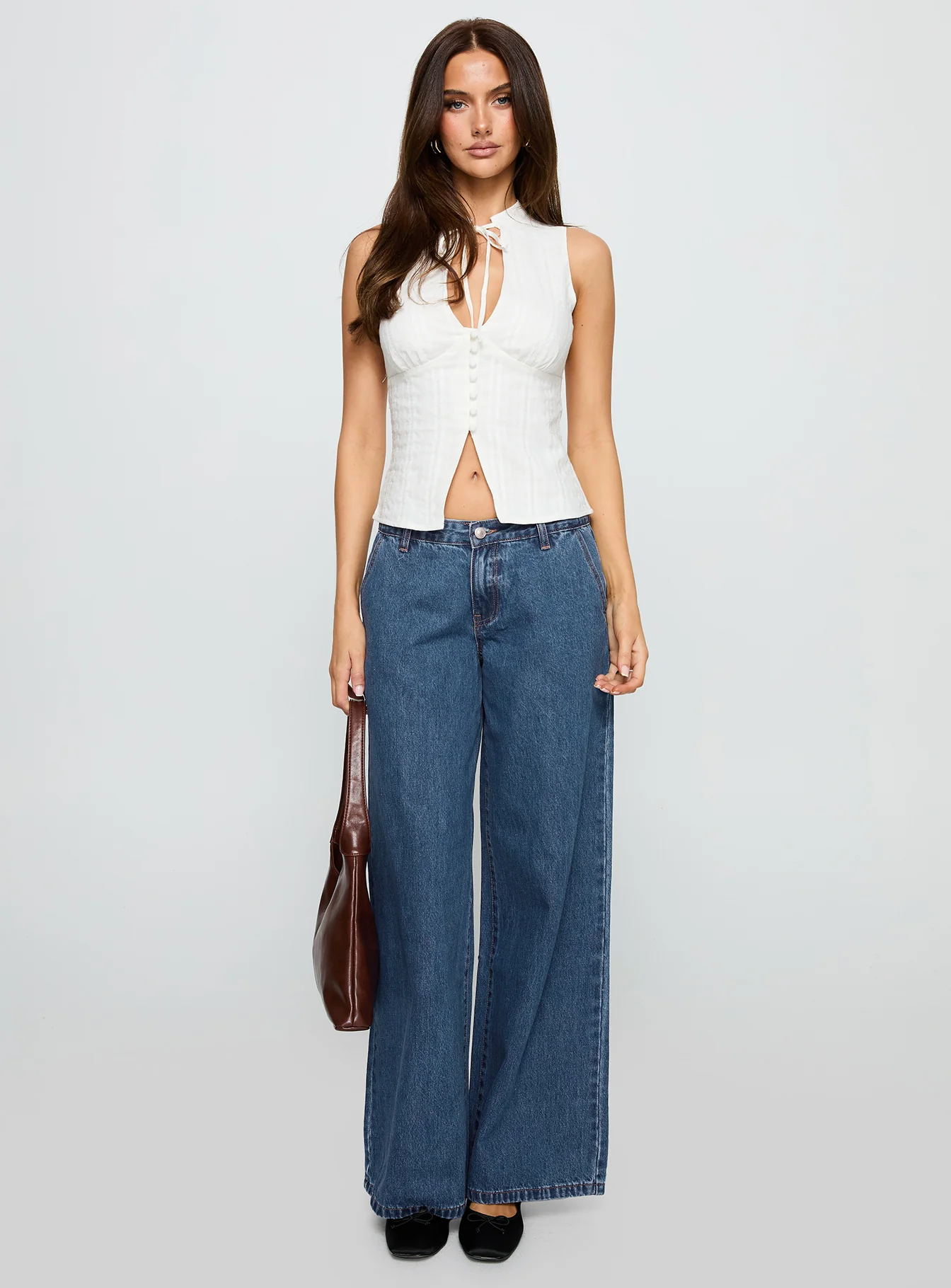 Hyde Low Rise Wide Leg Jeans Mid Blue