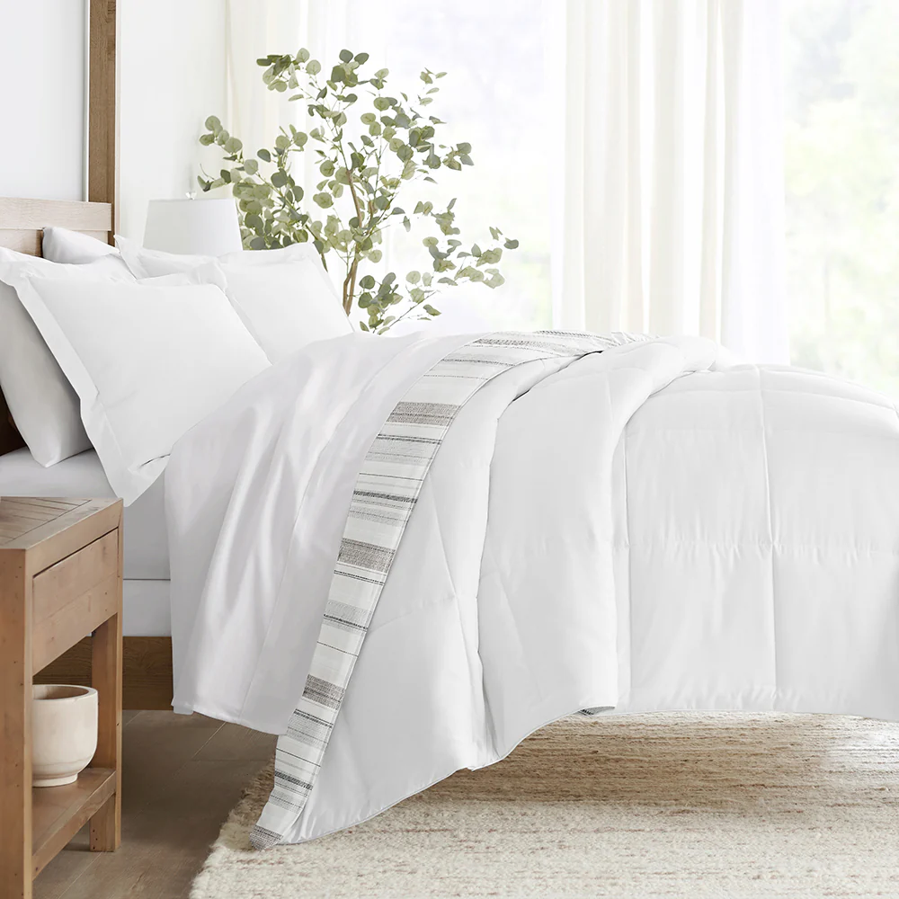 Vertical Stripe Reversible Down-Alternative Comforter Set - Sale