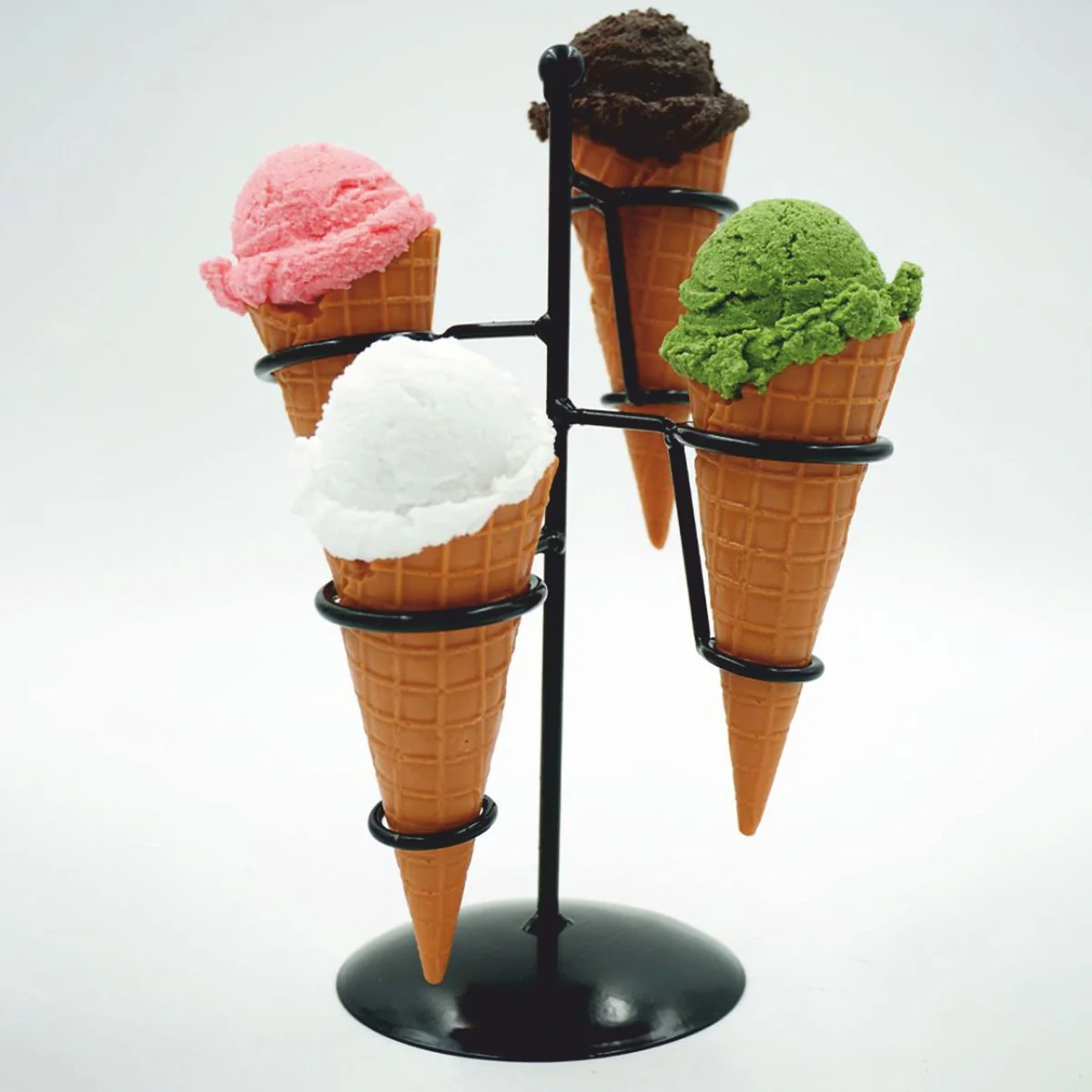 Ice cream cone holder with decorative ice cream black / colorful H. 24 cm - ice cream parlor decoration accessories