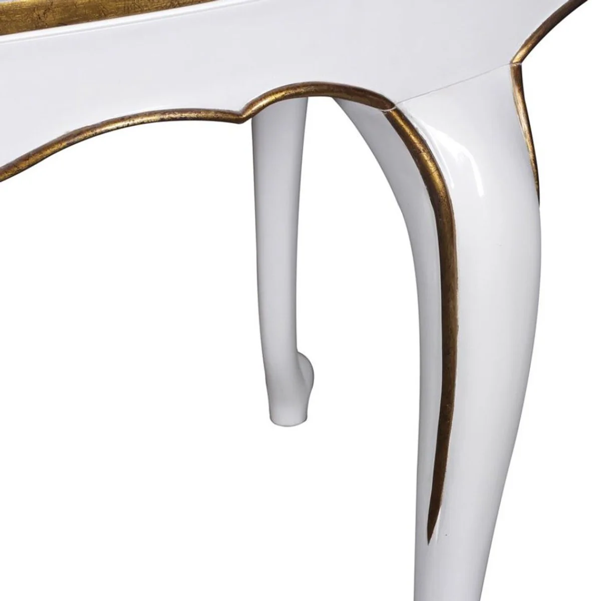 Luxury baroque dining table white / gold 207 x 114 x H. 78 cm - Oval mahogany kitchen table - Baroque dining room furniture - Luxury quality
