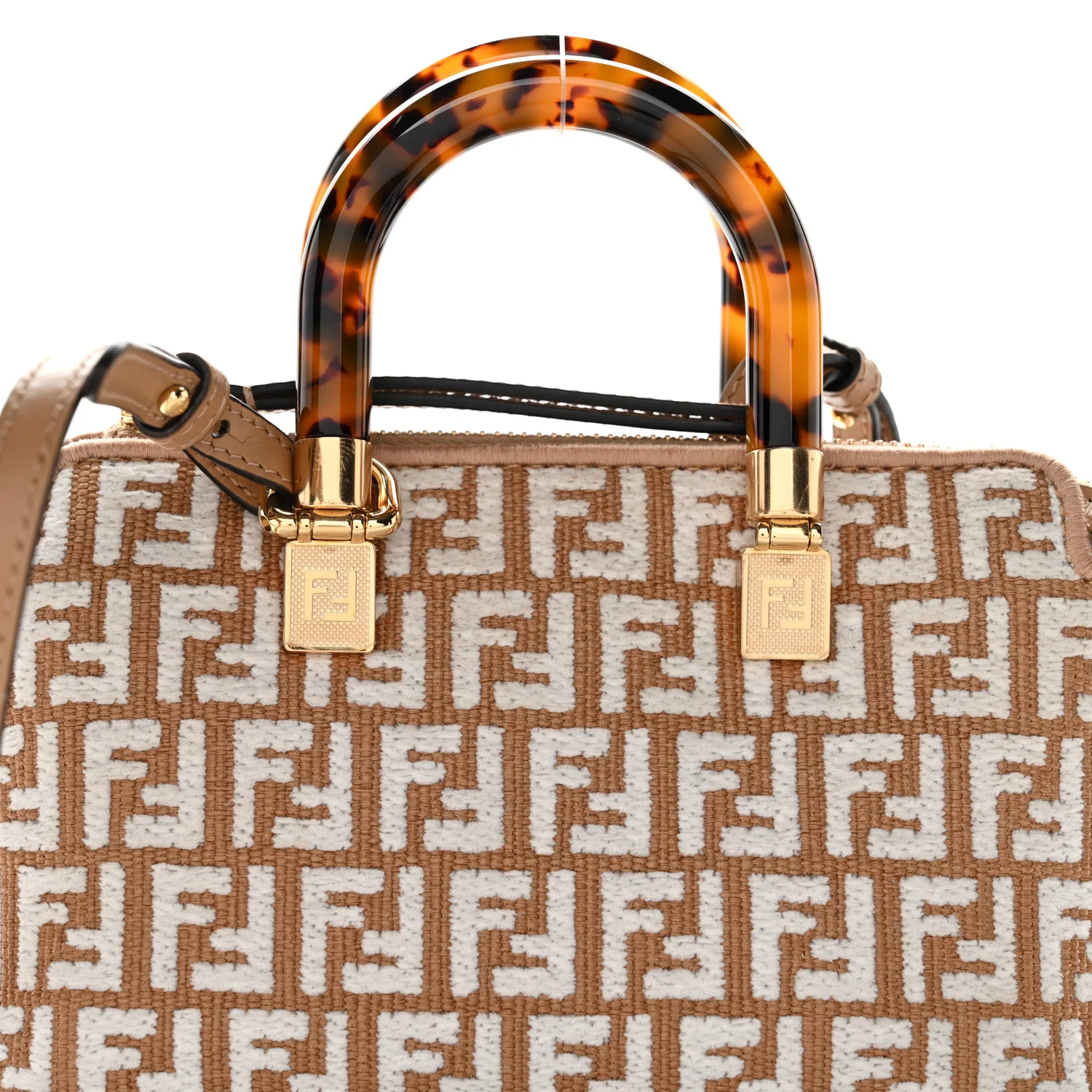 Raffia Chenille Vitello King Plexiglass Micro FF Mini By The Way Top Handle Boston Bag Naturale White - Top Club