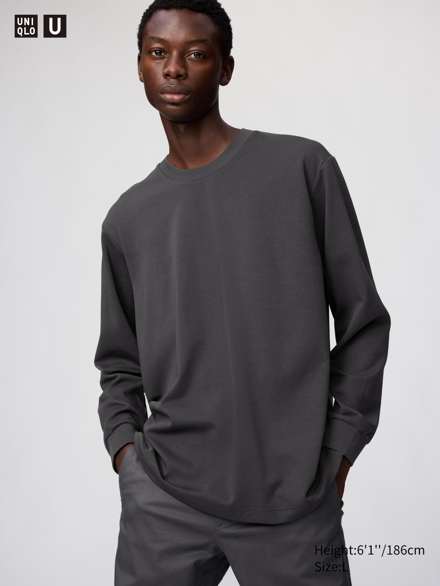 Uniqlo U AIRism Cotton Crew Neck Long Sleeve T-Shirt