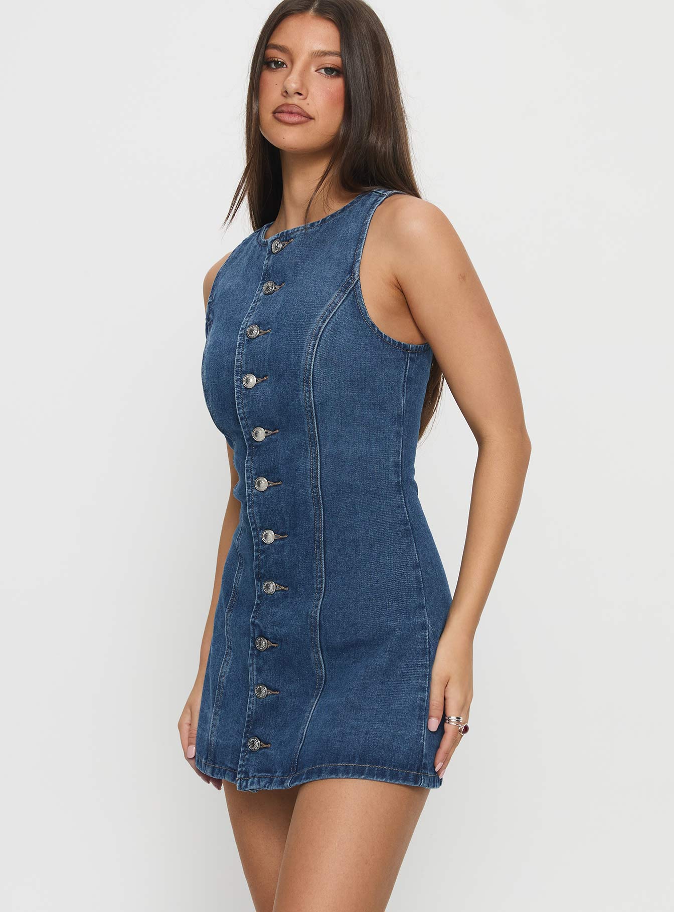 Yumiko Denim Romper Mid Wash