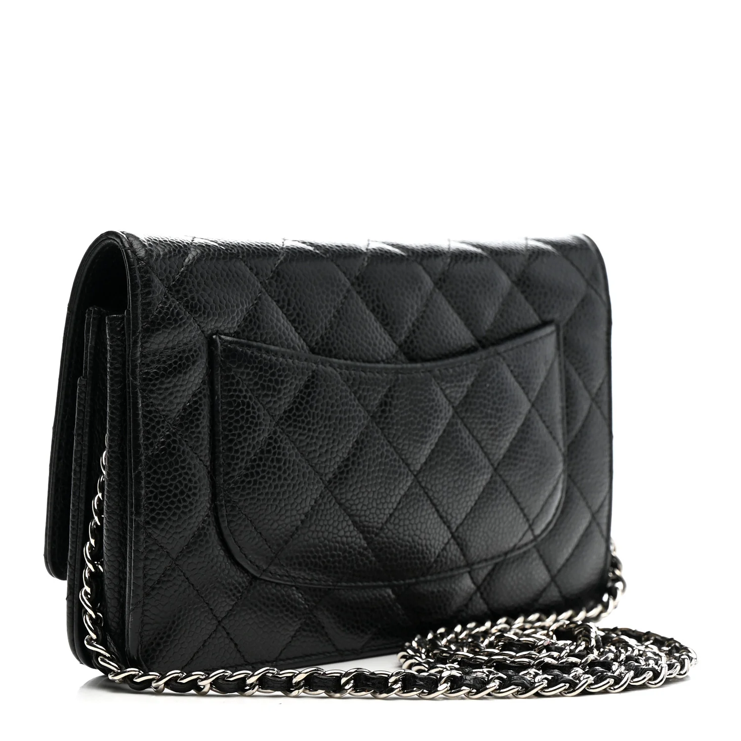 Caviar Quilted Wallet on Chain WOC Black - Top Club