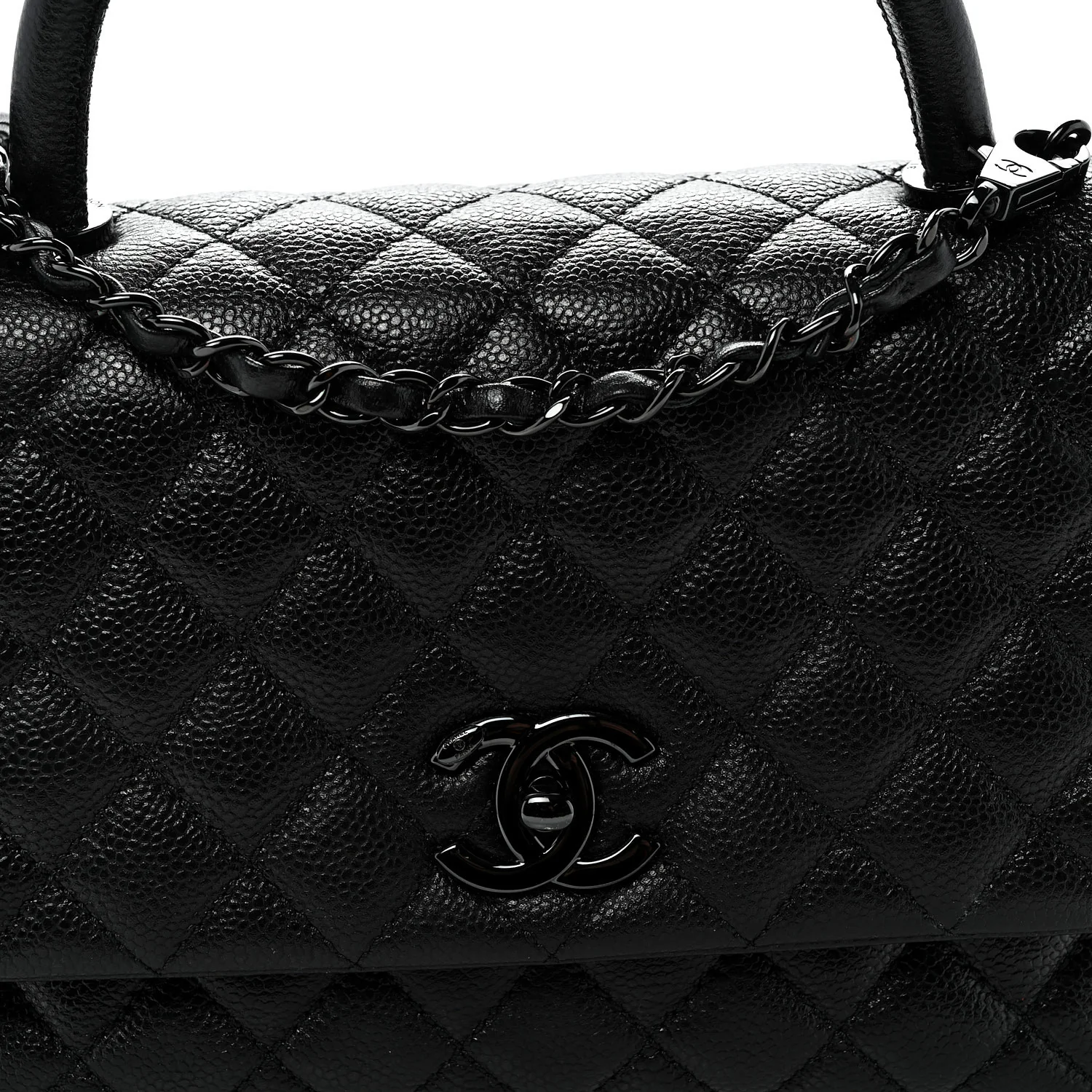 Caviar Quilted Small Coco Handle Flap So Black - Top Club