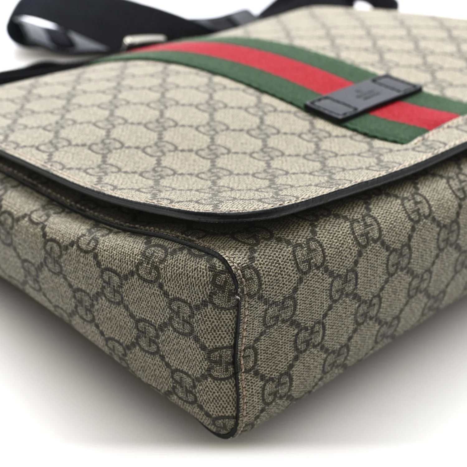 GG Supreme Monogram Web Flap Messenger Bag Black - Top Club