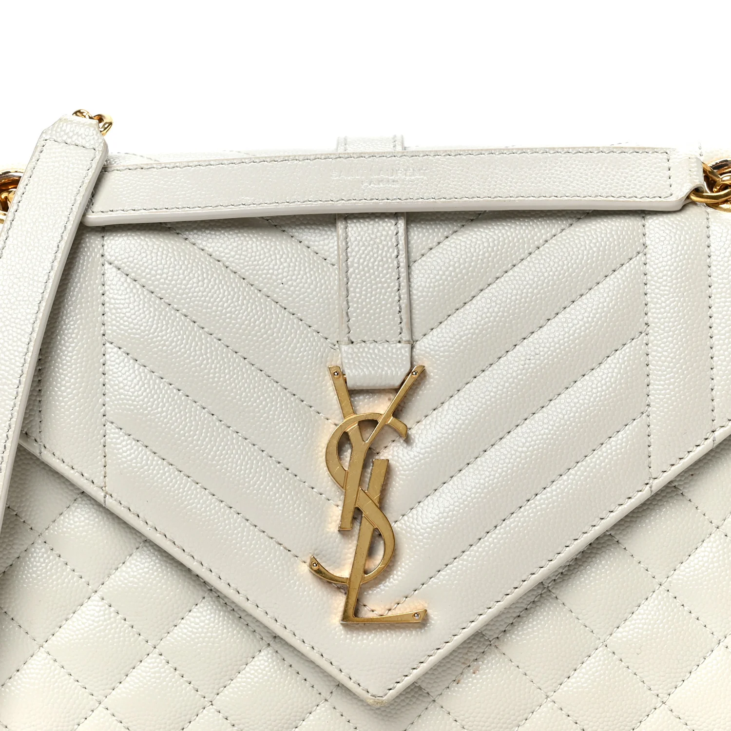 Grain De Poudre Textured Mixed Matelasse Medium Triquilt Monogram Satchel Crema Soft - Top Club
