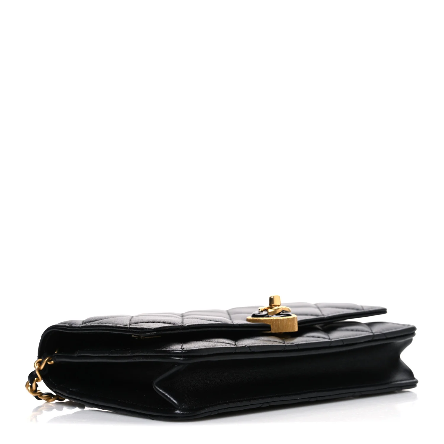 Lambskin Plexiglass Quilted Coco Love Wallet On Chain WOC Black - Top Club