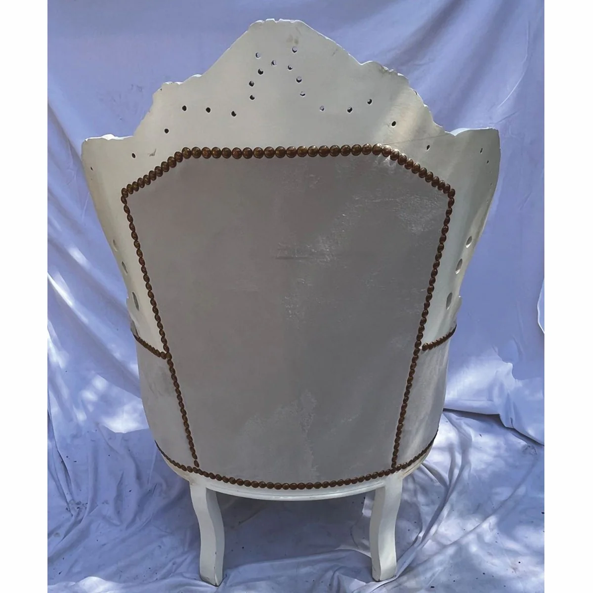 Baroque living room armchair gray / antique white - magnificent baroque furniture