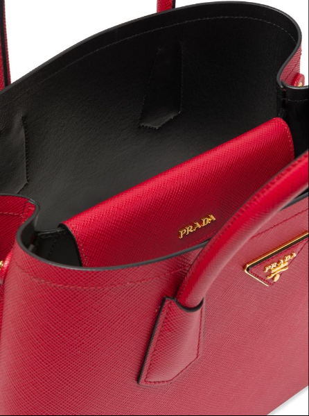 PP Small Saffiano Leather Double PP Bag in Black - Top Club