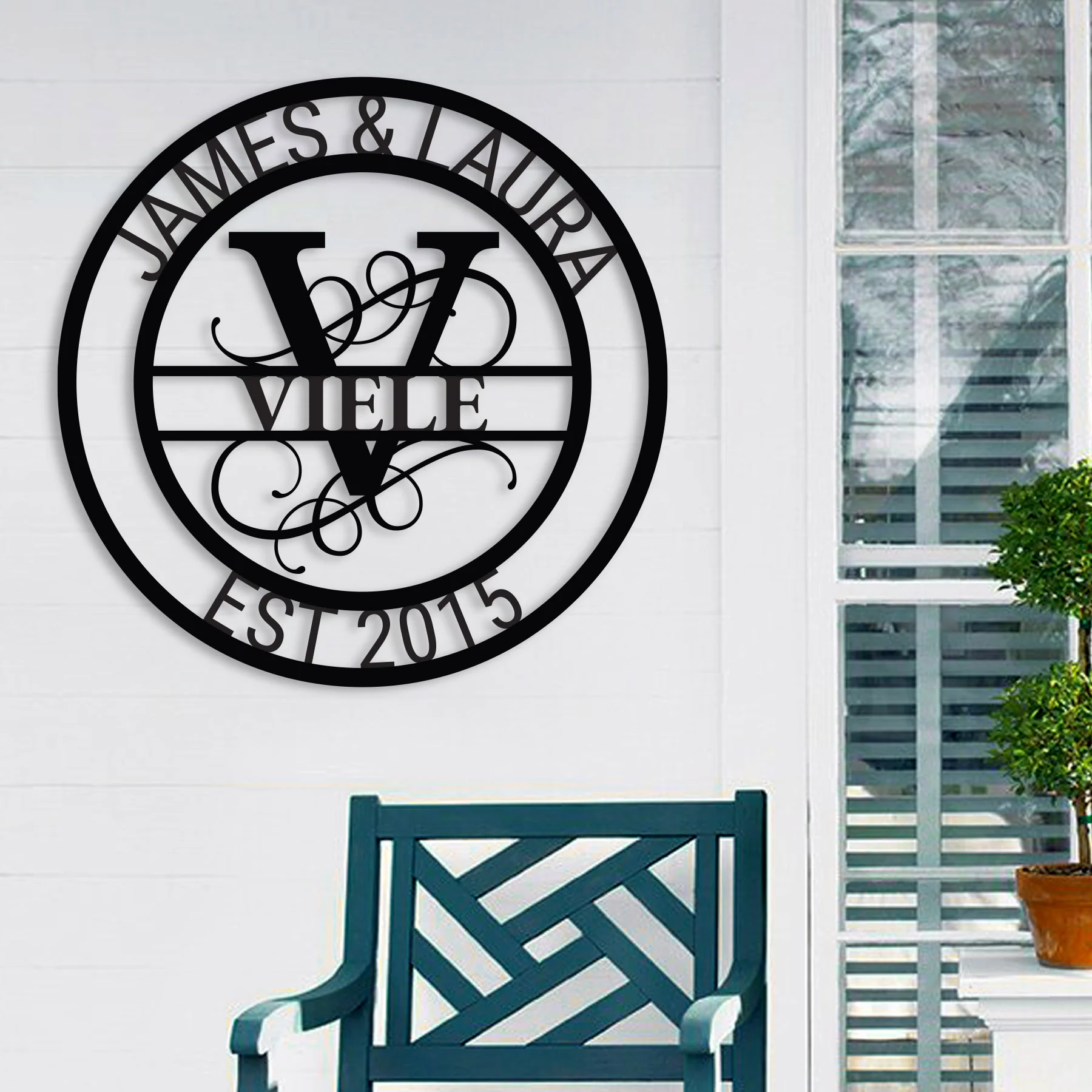 Circle Split Monogram Metal Wall Art - Alvarez Pro Painting LLC