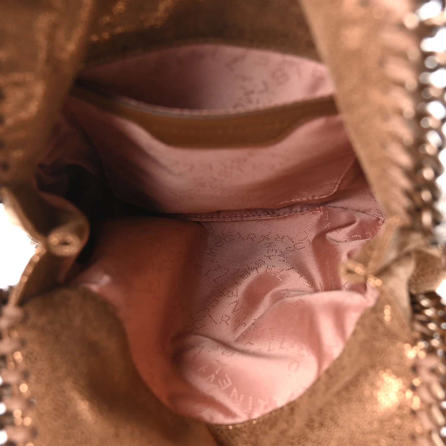 Metallic Shaggy Deer Mini Falabella Fold Over Tote Bronze - Top Club