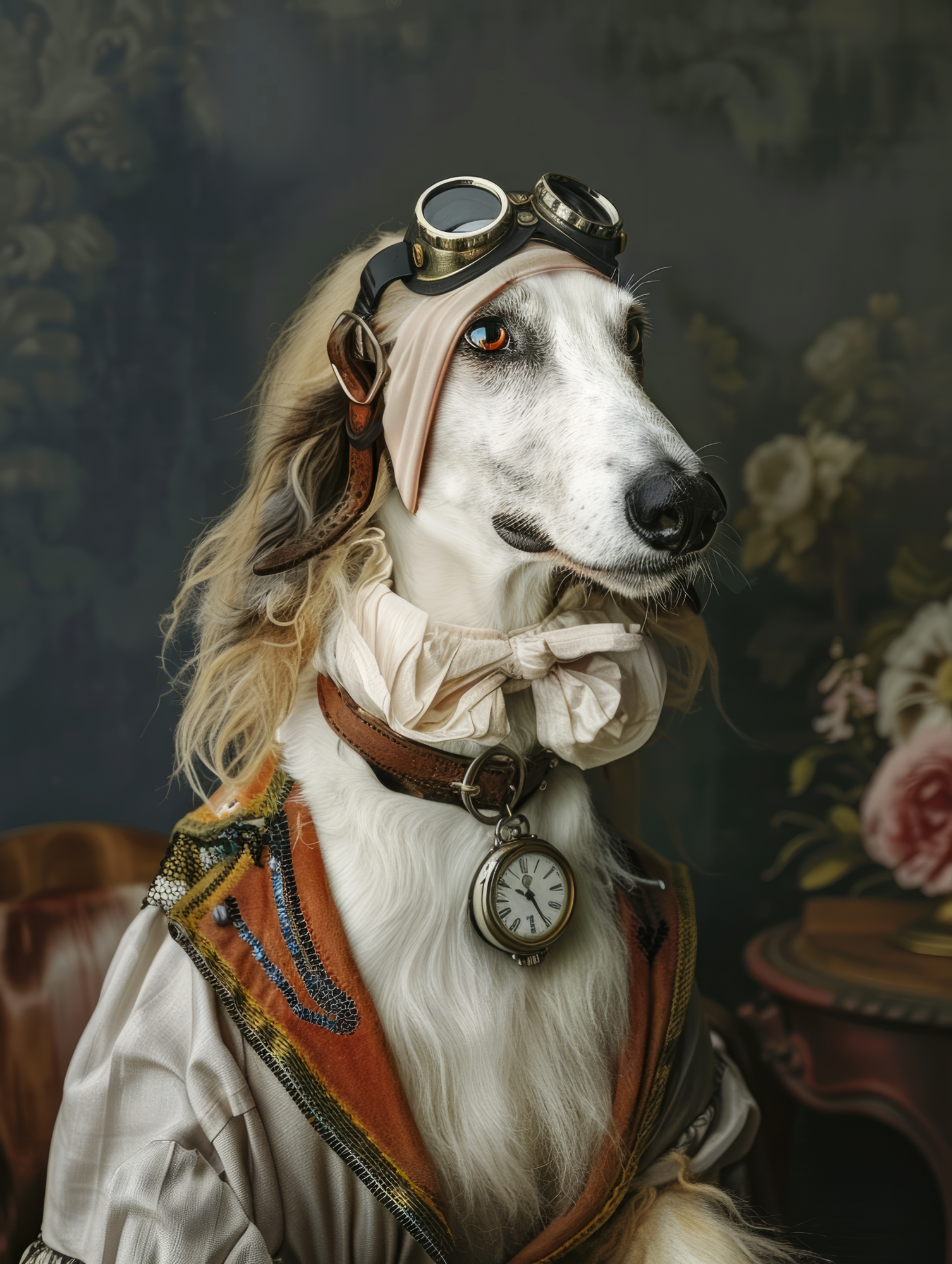 Canvas schilderij van een Barsoi hond 100x200 cm
